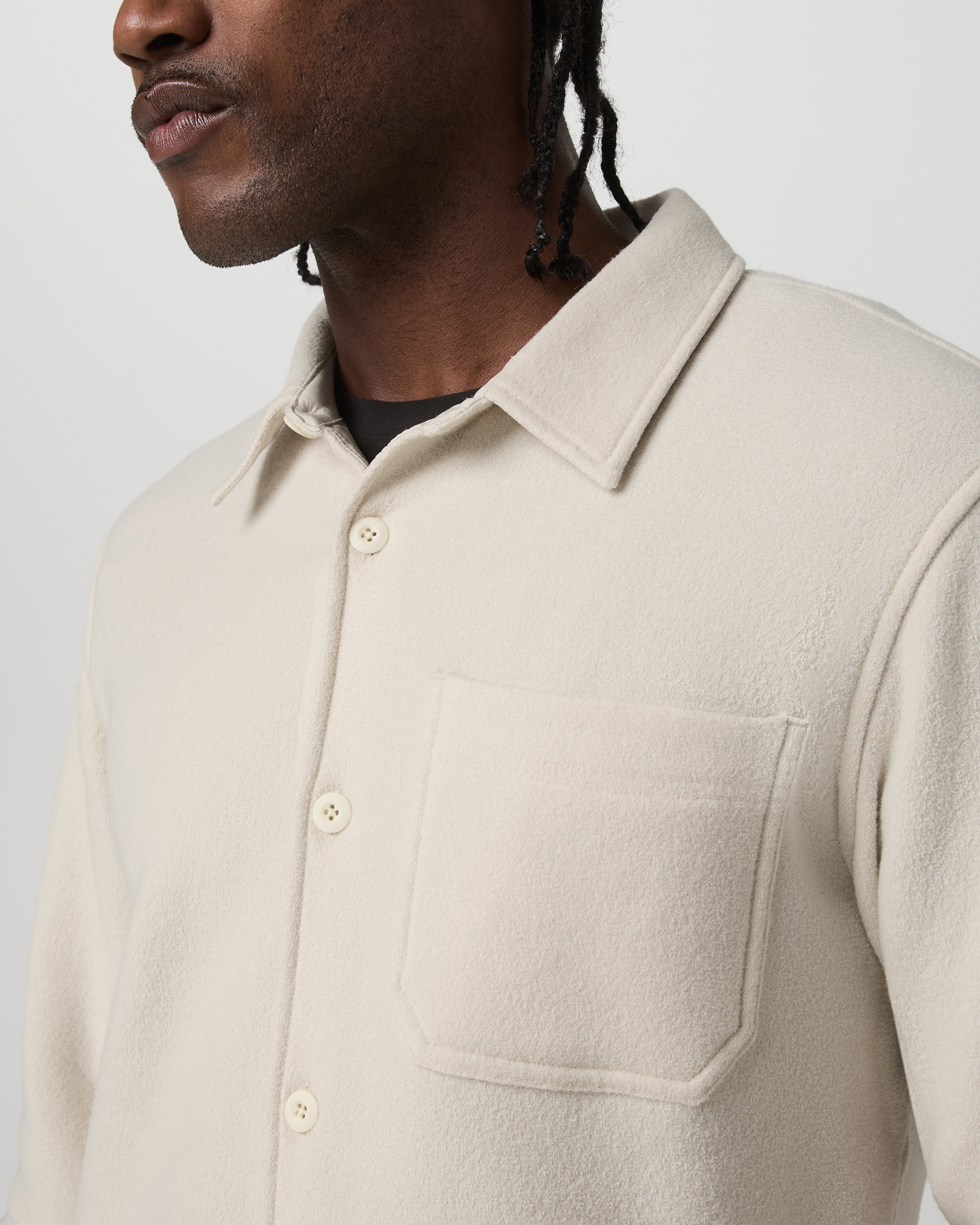 Beach Fleece Shirt Jacket | Bone Heather - Image 2
