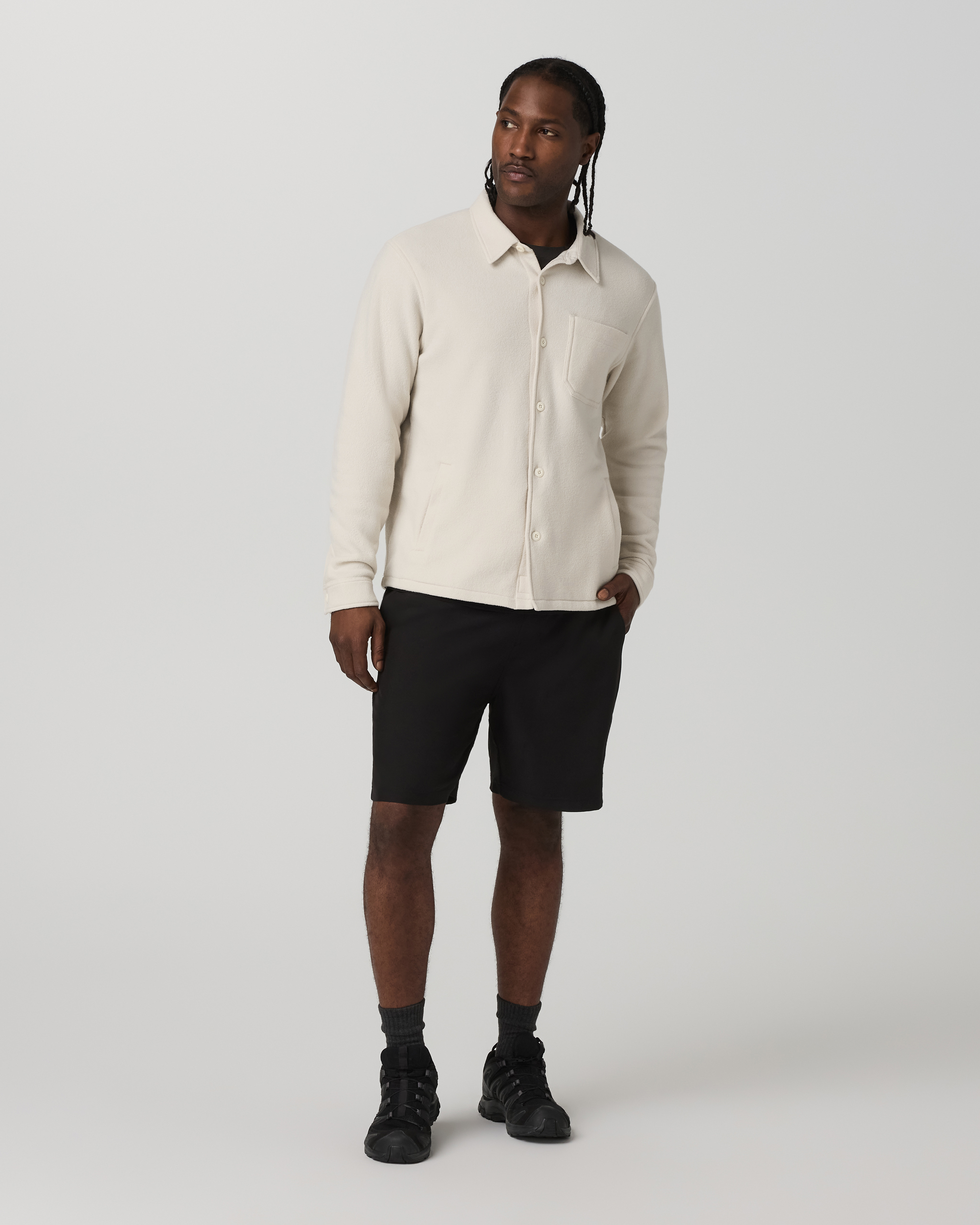 Beach Fleece Shirt Jacket | Bone Heather - Image 4