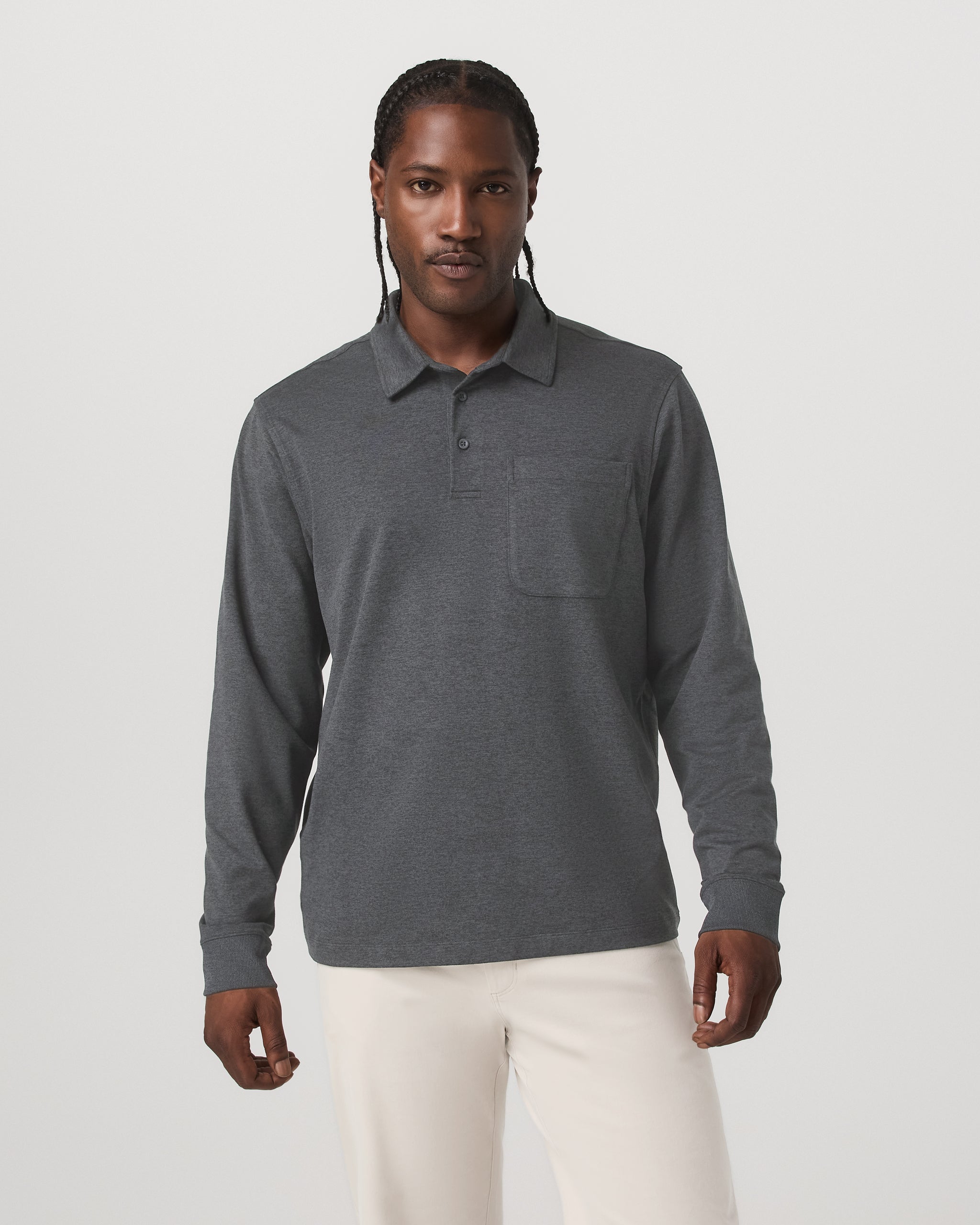 Long Sleeve Coronado Rugby | Charcoal Heather - Image 5
