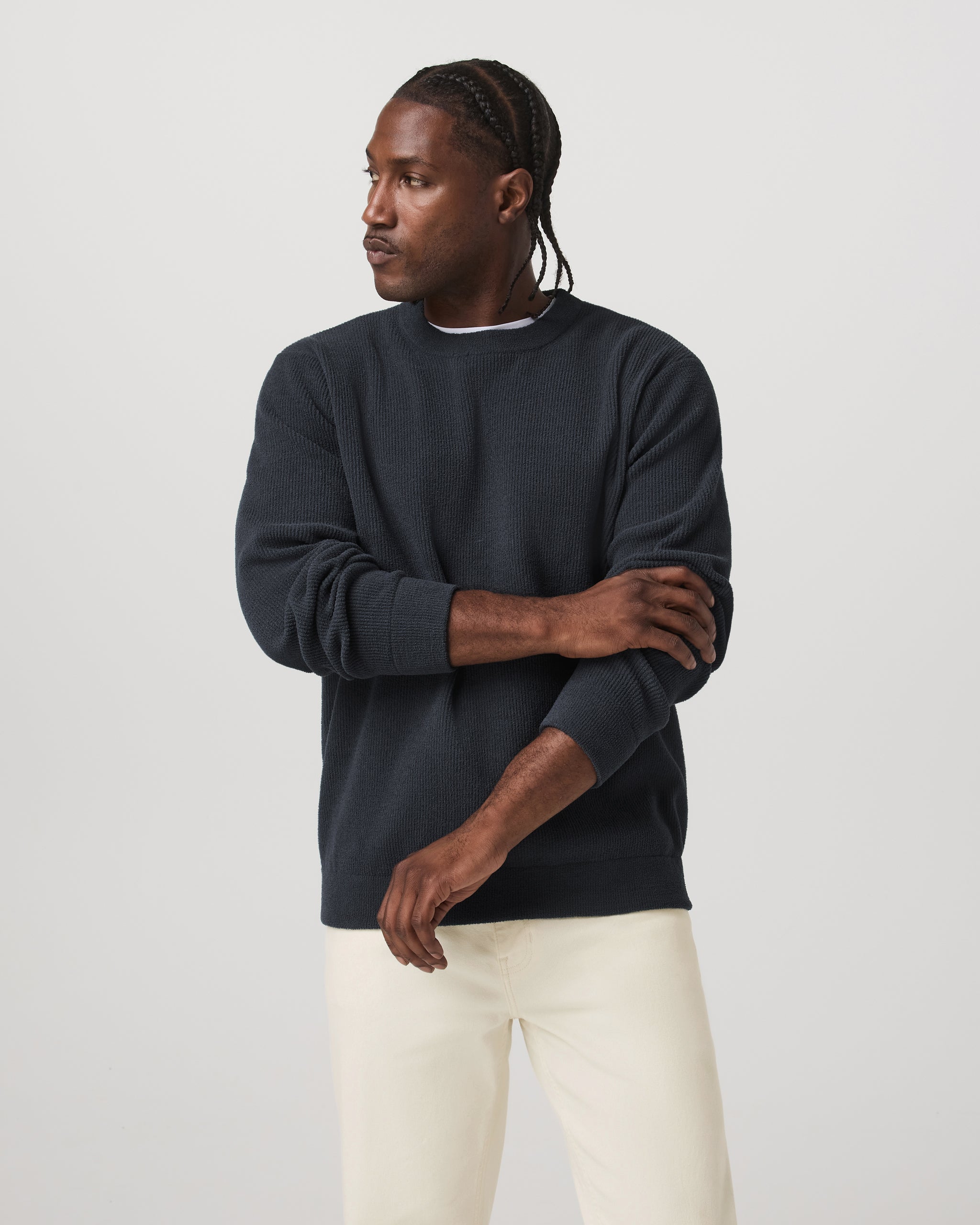 Midweight Rib Sweater | Navy