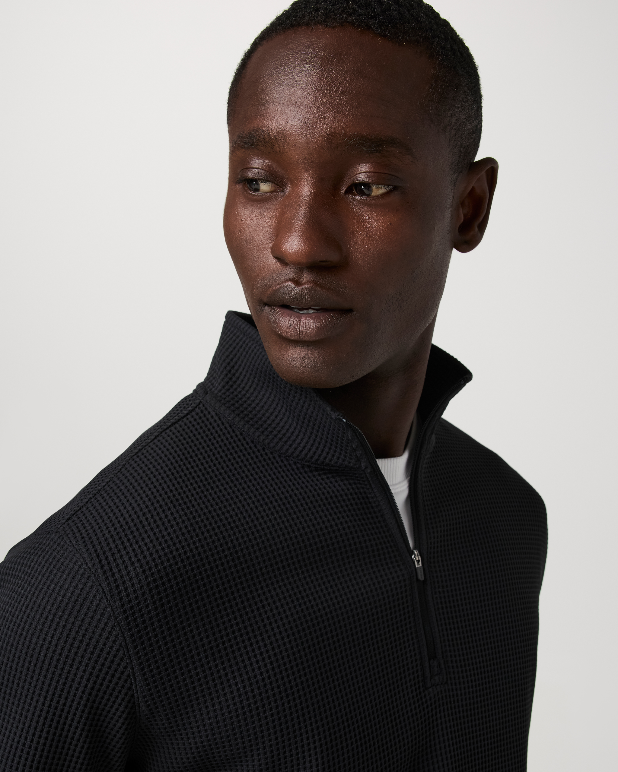 Lightweight Tech Waffle Quarter Zip | Black - Image 3