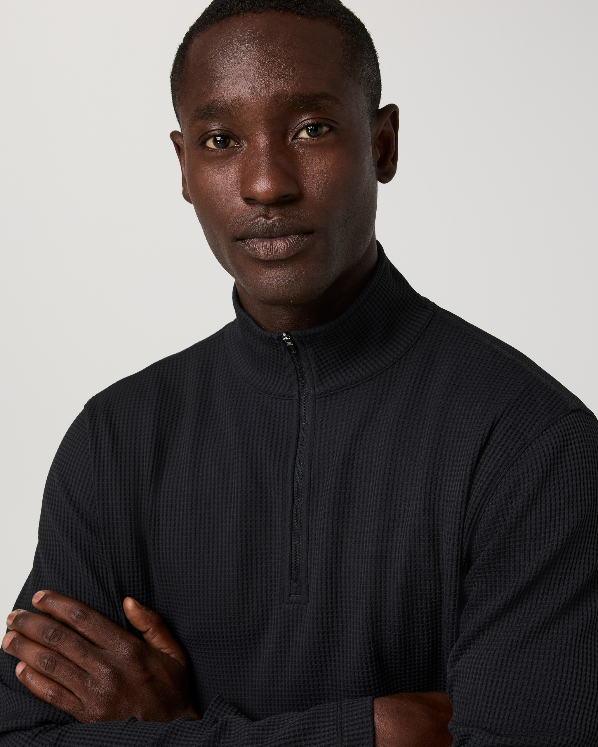 Lightweight Tech Waffle Quarter Zip | Black - Image 2