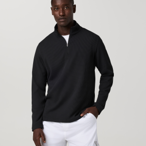 Lightweight Tech Waffle Quarter Zip | Black