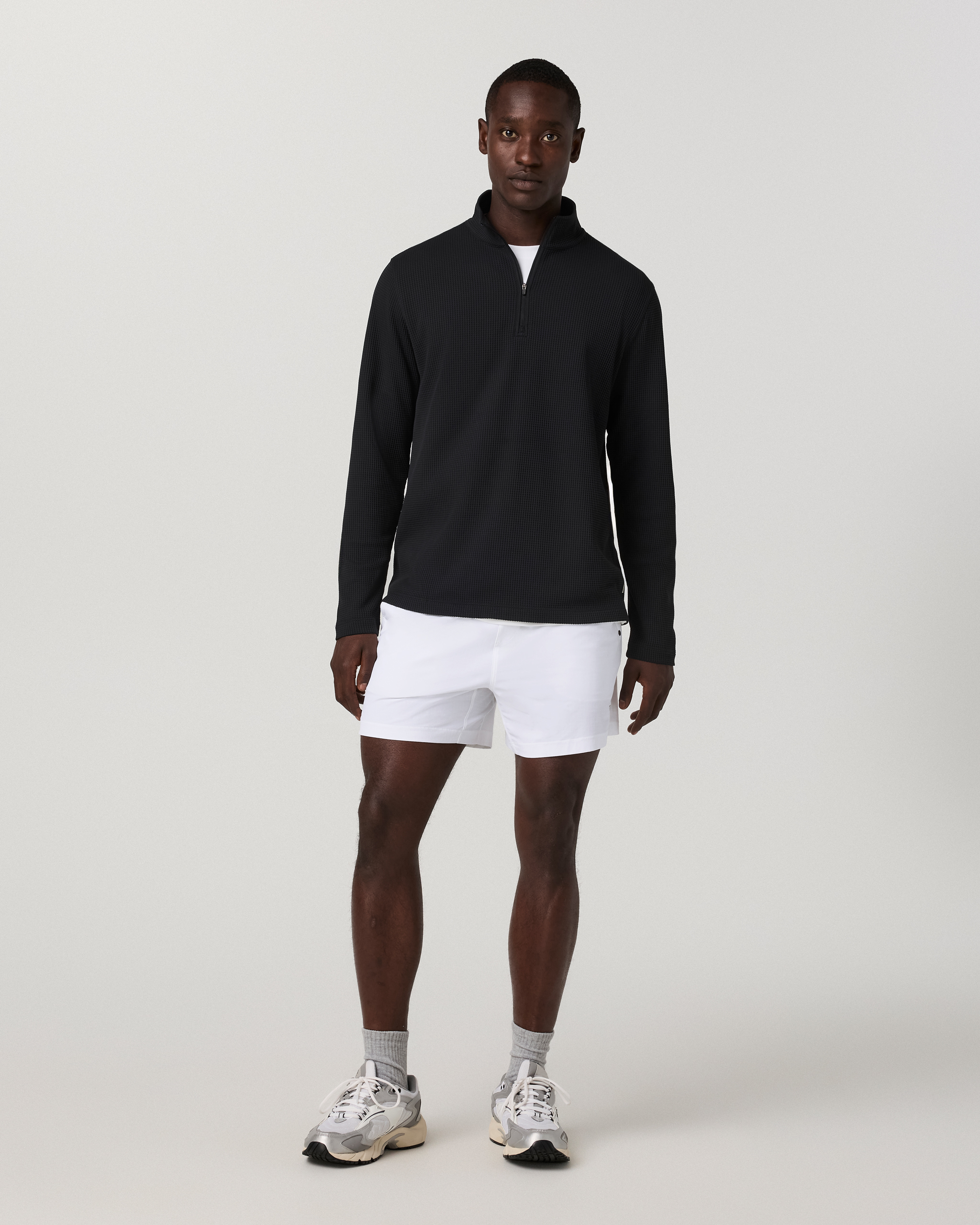 Lightweight Tech Waffle Quarter Zip | Black - Image 4