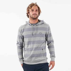 Clark Hoodie | Heather Grey Stripe