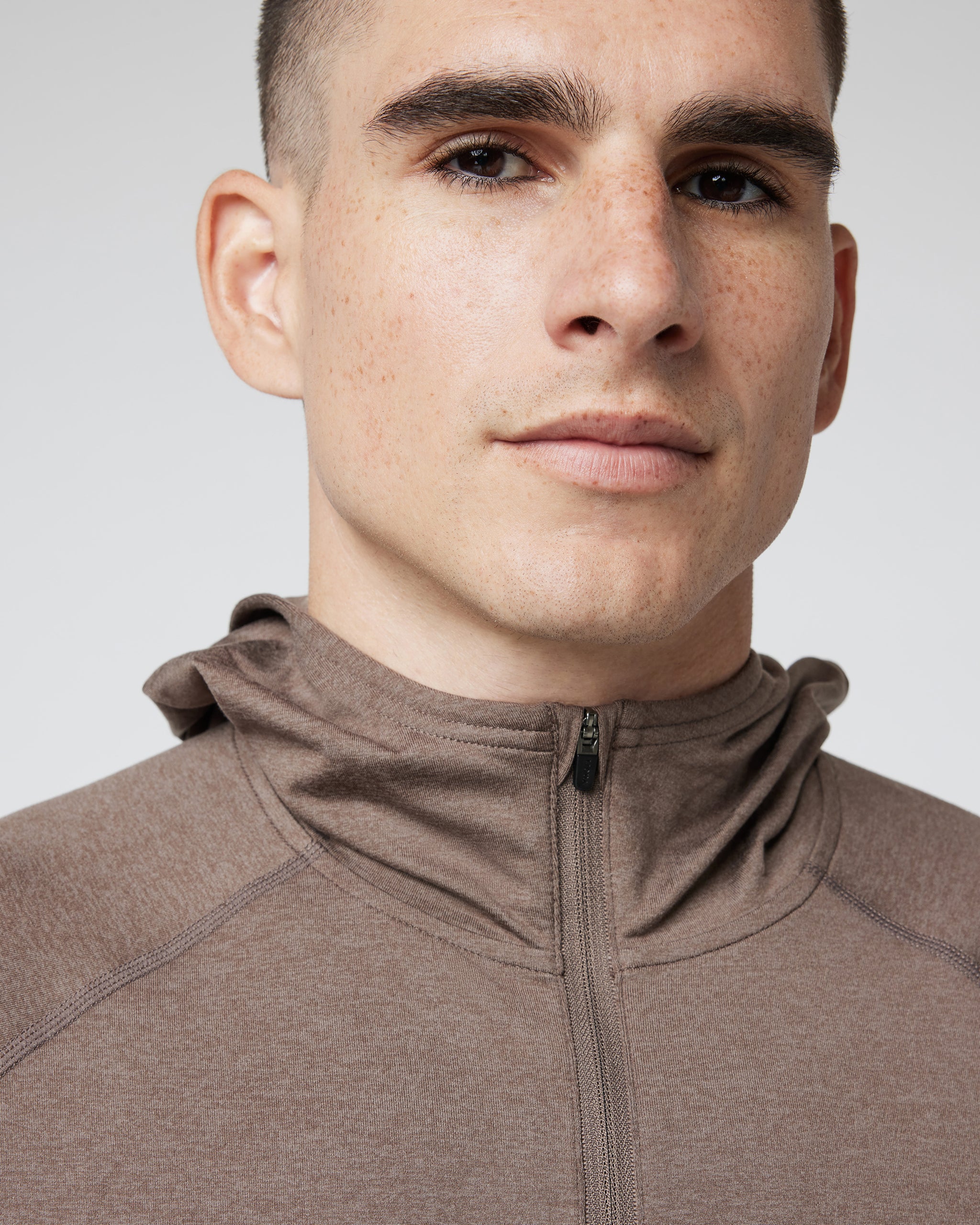 Ponto Performance Half Zip Hoodie | Fossil Heather - Image 2
