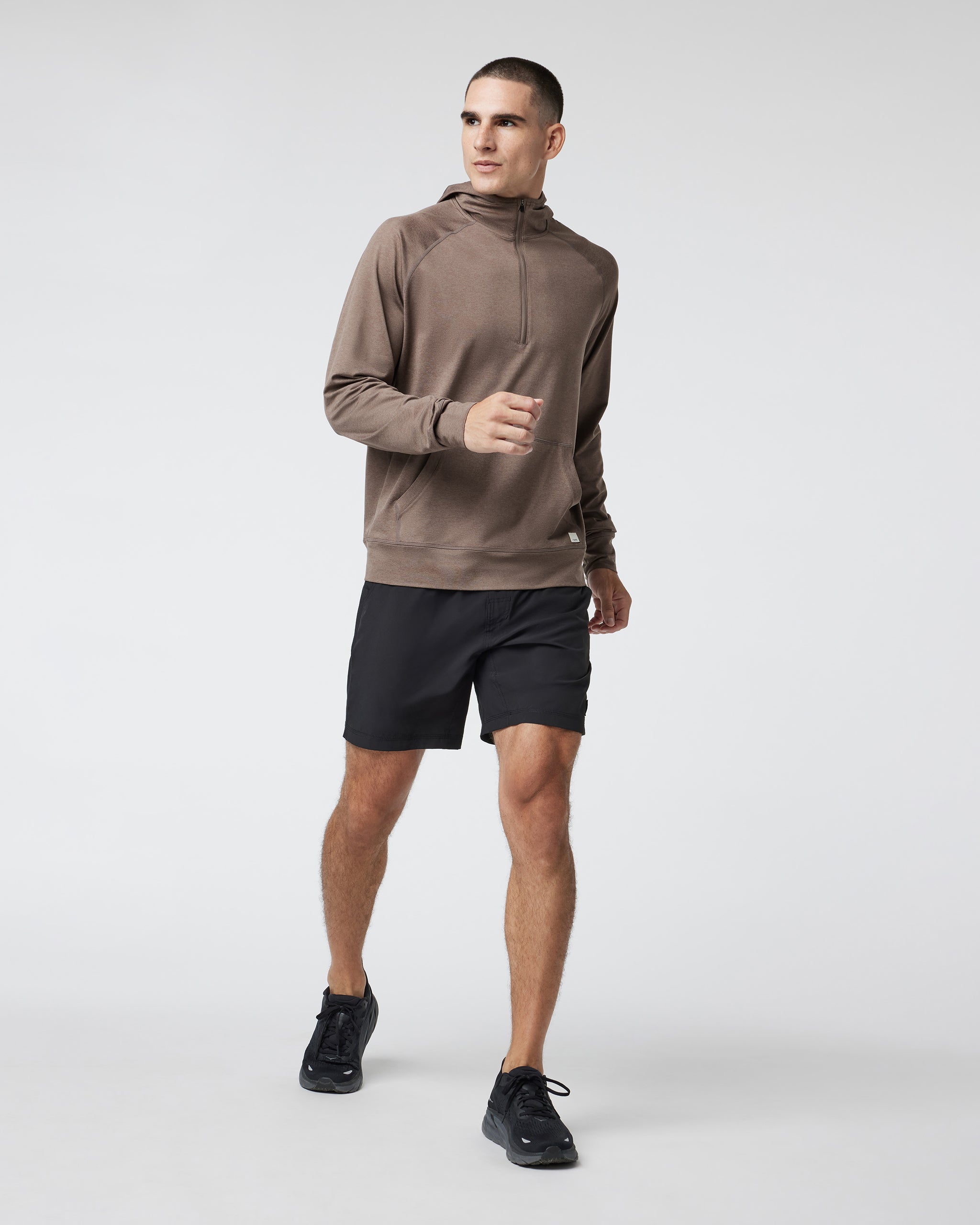Ponto Performance Half Zip Hoodie | Fossil Heather - Image 4