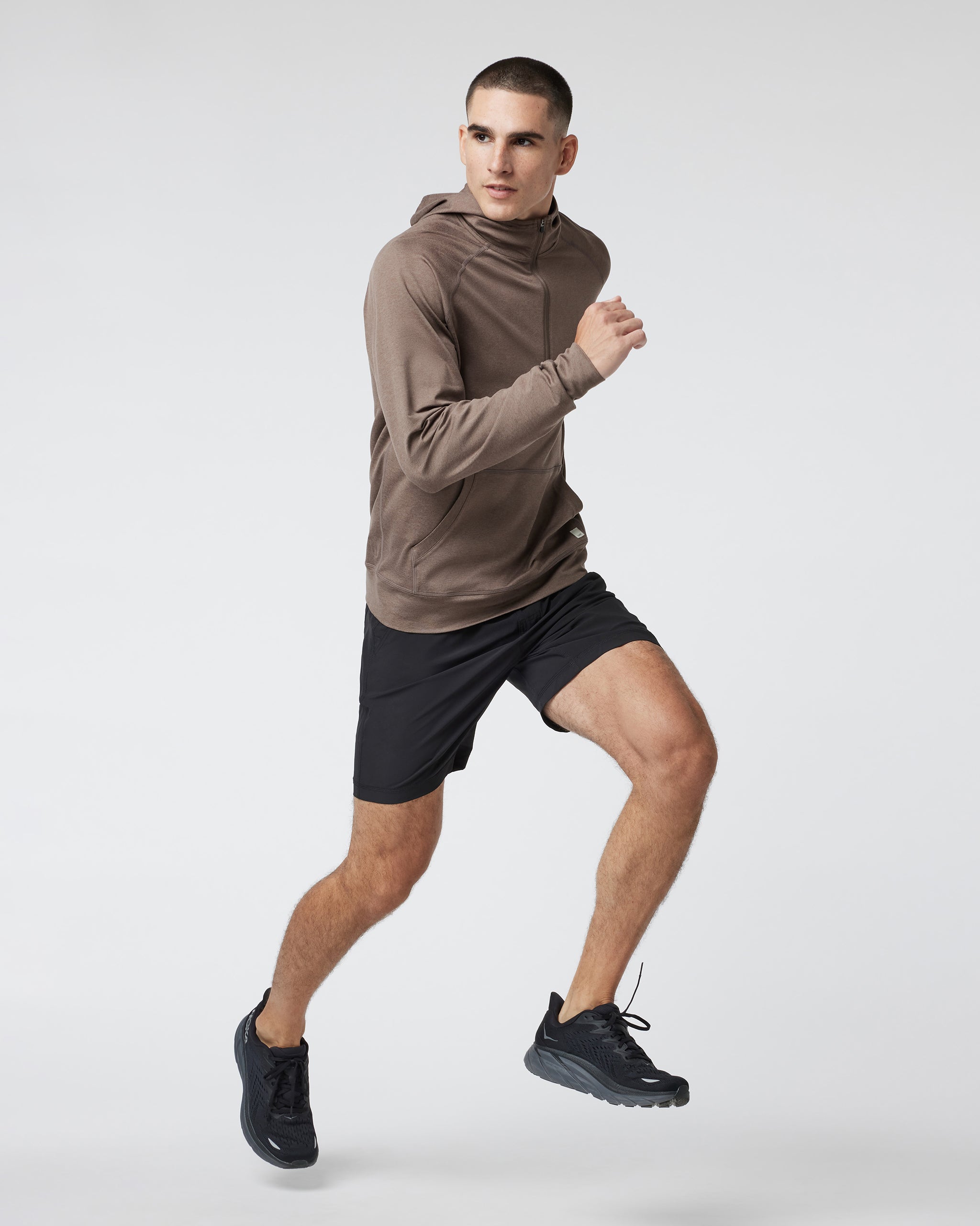 Ponto Performance Half Zip Hoodie | Fossil Heather - Image 5