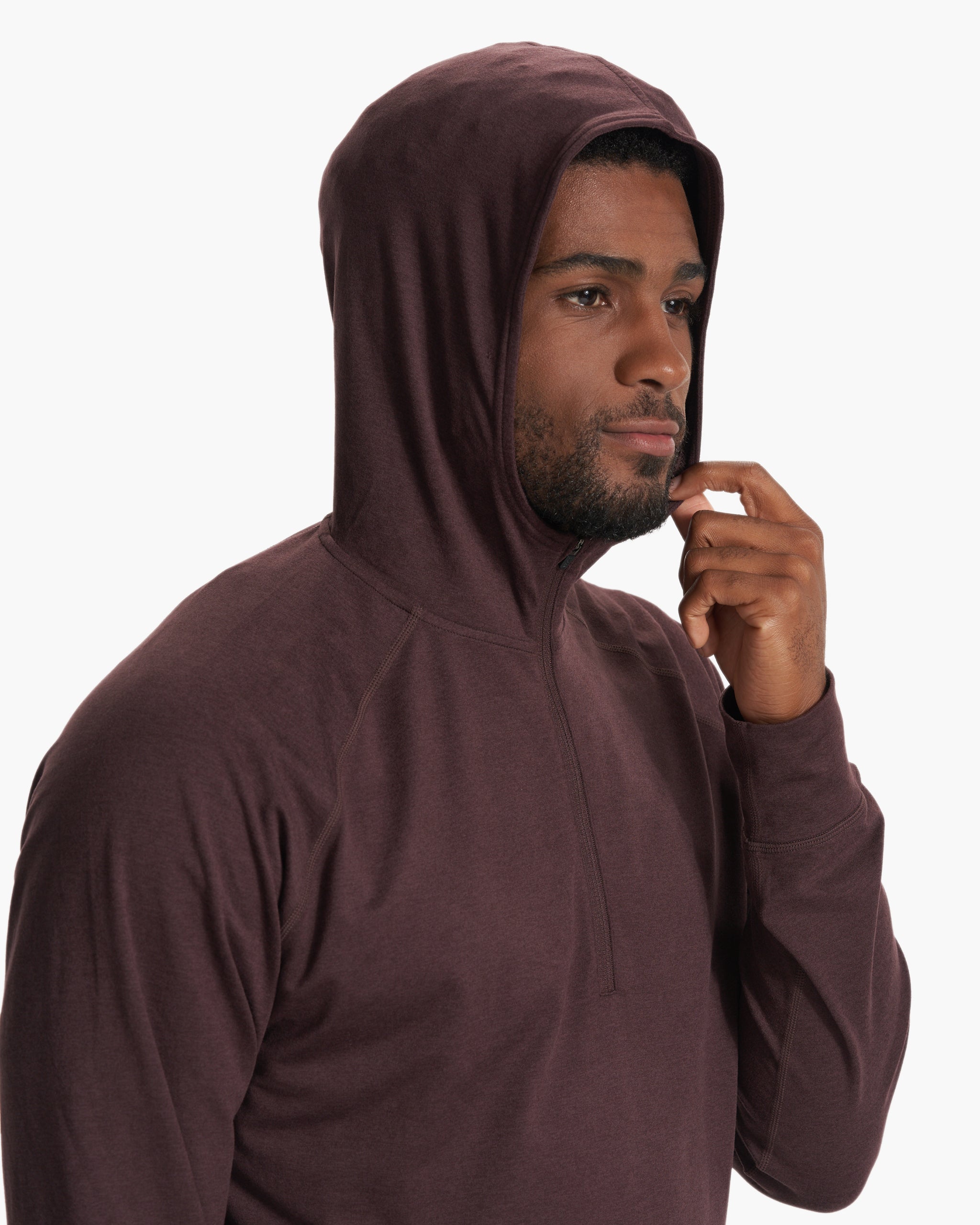 Ponto Performance Half Zip Hoodie | Mahogany Heather - Image 3
