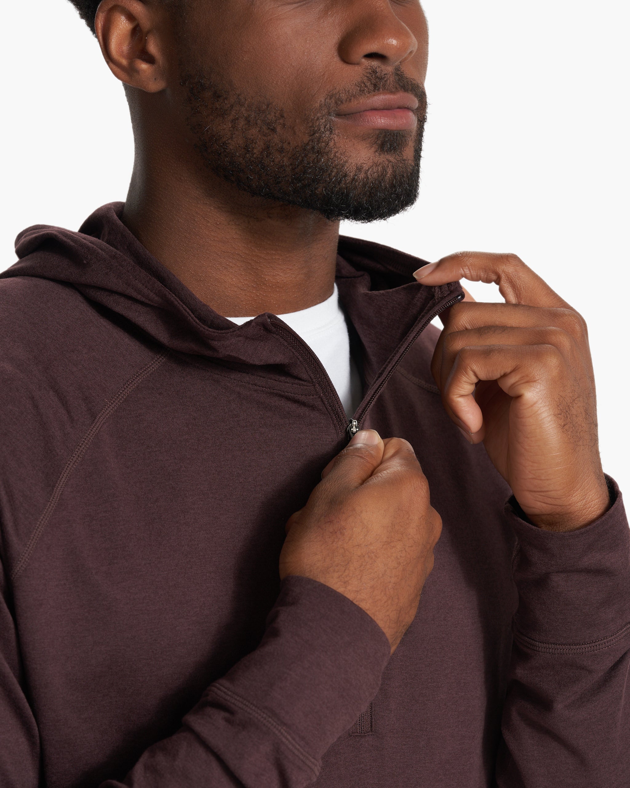 Ponto Performance Half Zip Hoodie | Mahogany Heather - Image 2