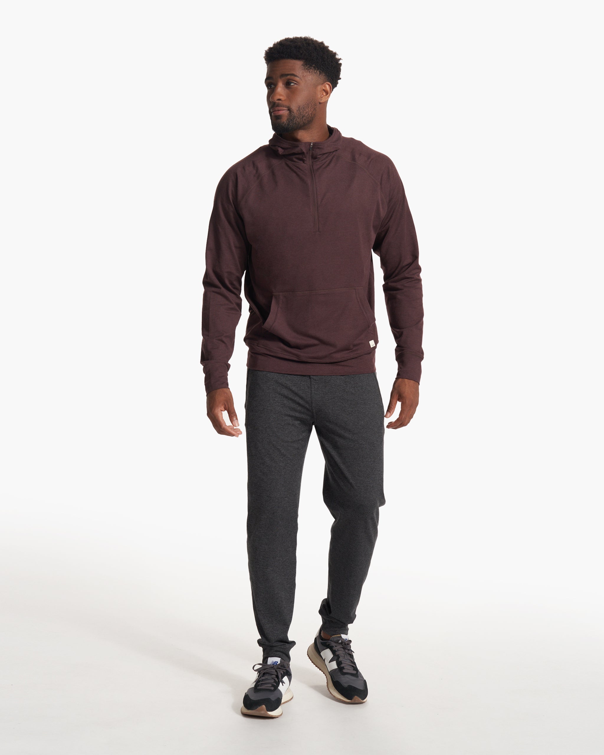 Ponto Performance Half Zip Hoodie | Mahogany Heather - Image 5