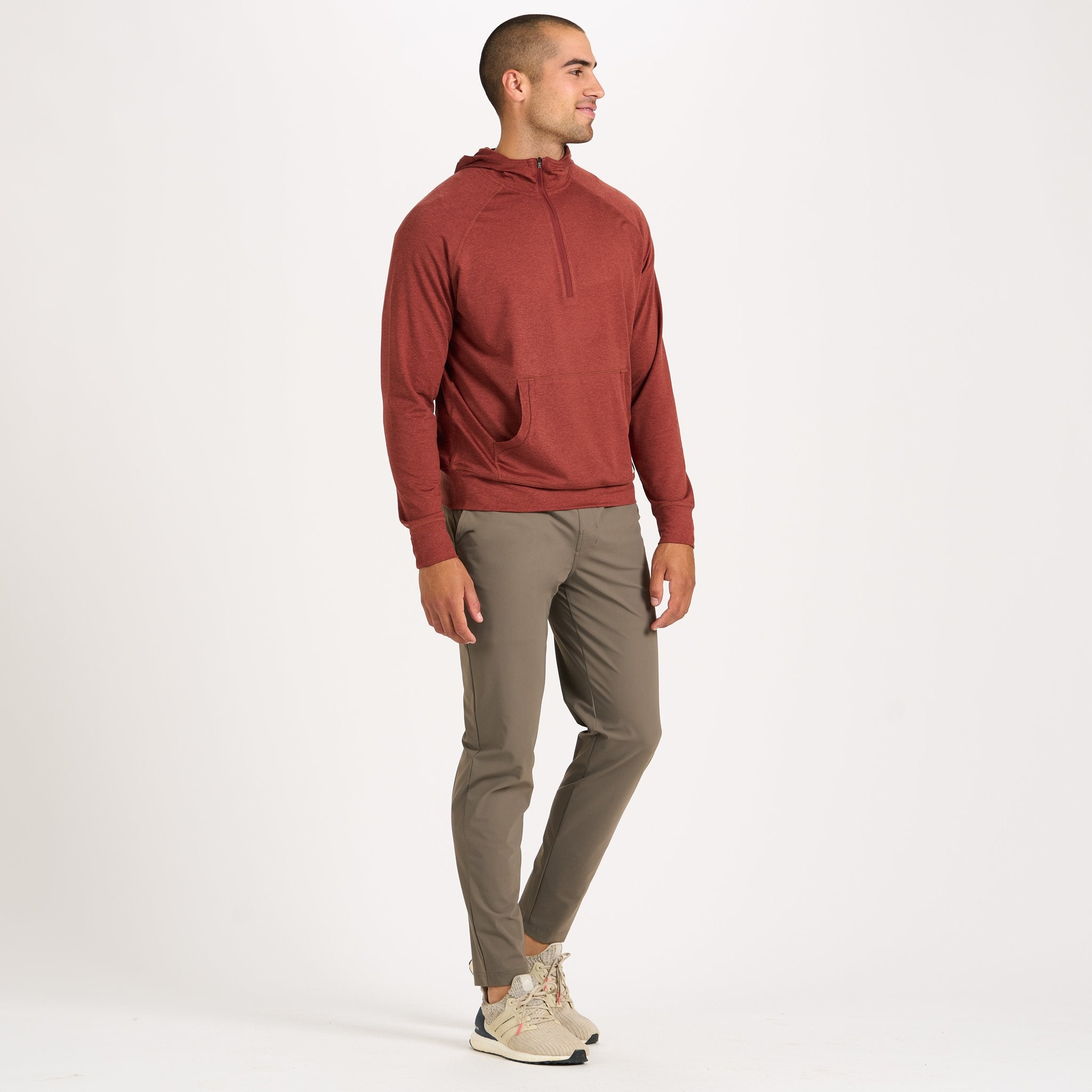 Ponto Performance Half Zip Hoodie | Red Clay Heather - Image 4