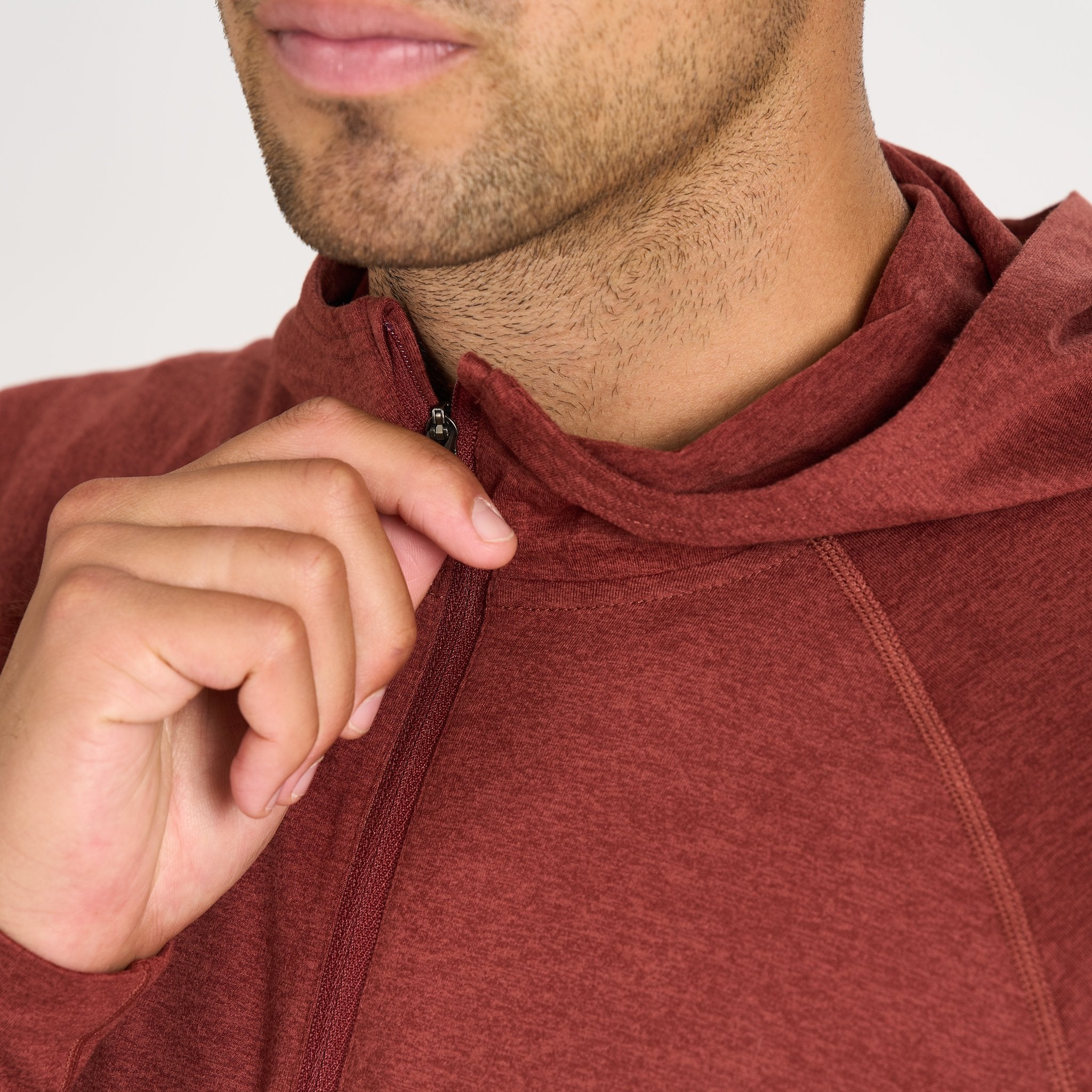 Ponto Performance Half Zip Hoodie | Red Clay Heather - Image 5