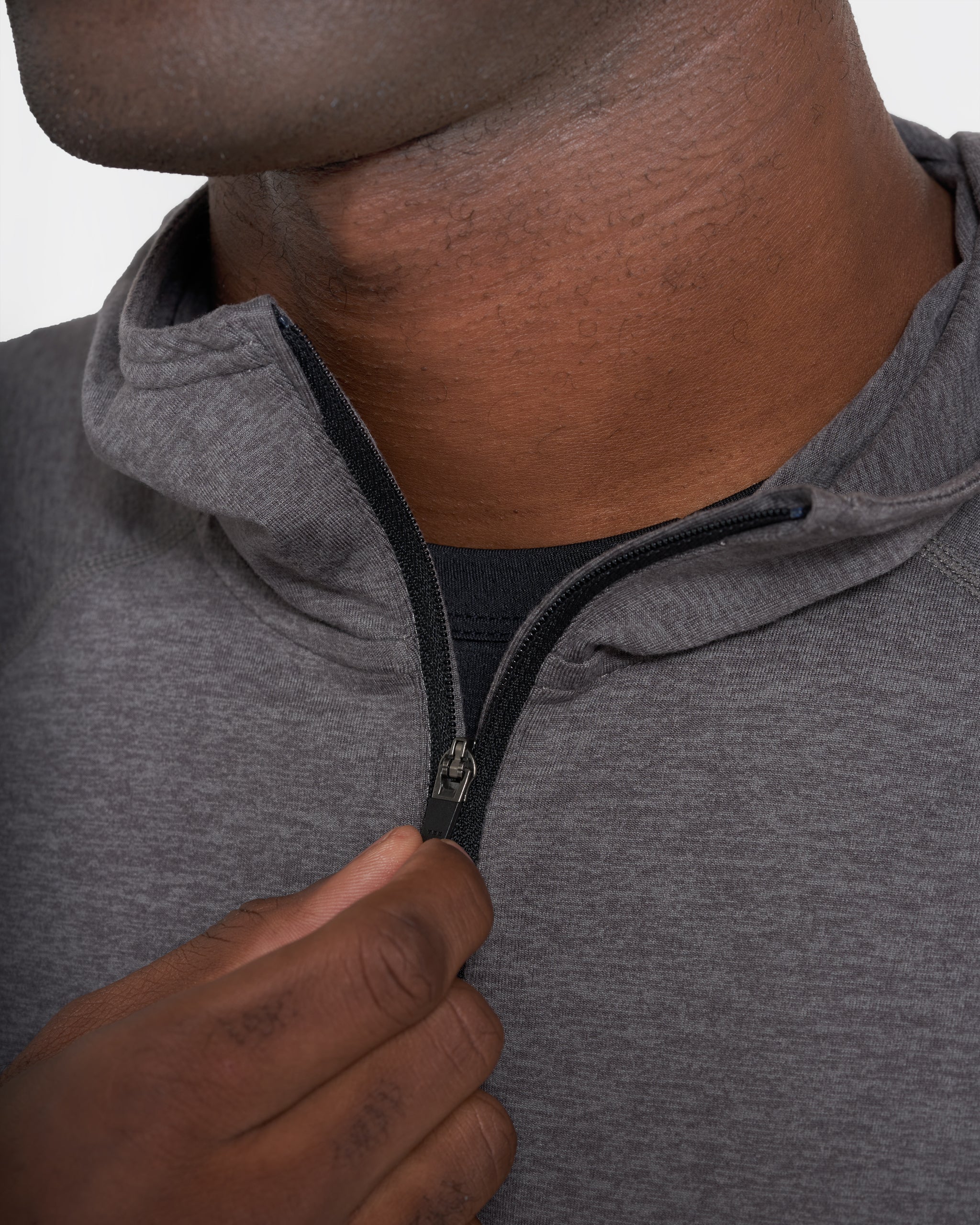 Ponto Performance Half Zip Hoodie | Smoke Heather - Image 2