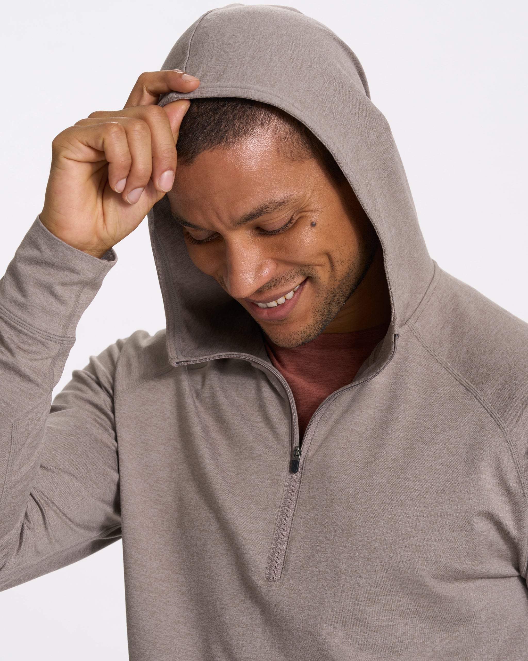 Ponto Performance Half Zip Hoodie | Walnut Heather - Image 2