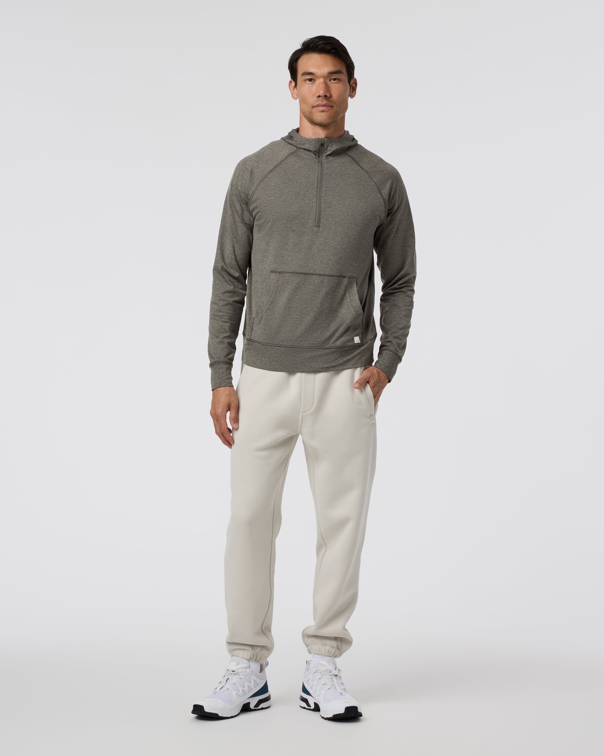 Ponto Performance Half Zip Hoodie | Warm Grey Heather - Image 4