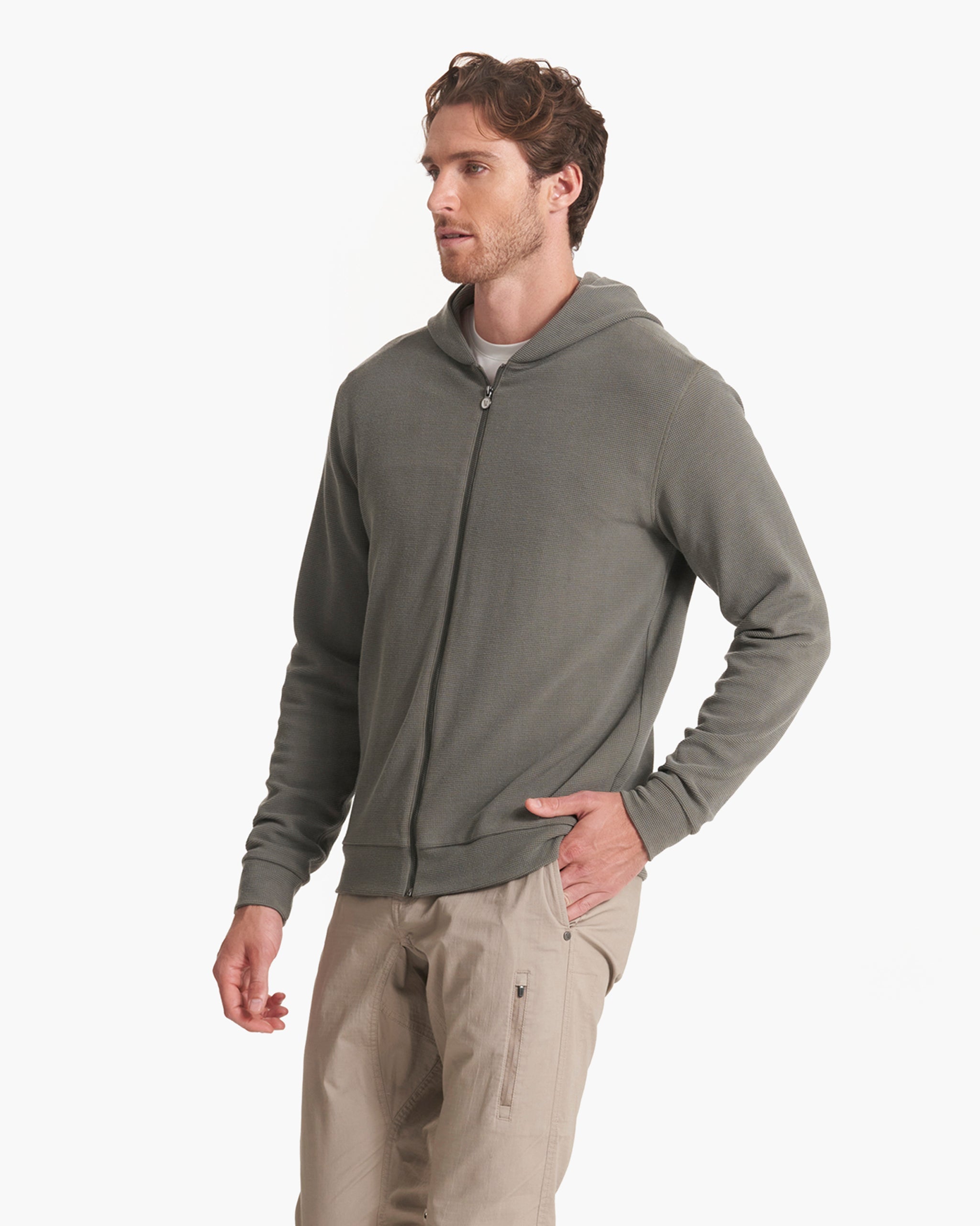 Performance Waffle Zip Hoodie | Dusty Pine - Image 2
