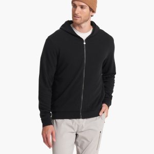 Performance Waffle Zip Hoodie | Washed Black