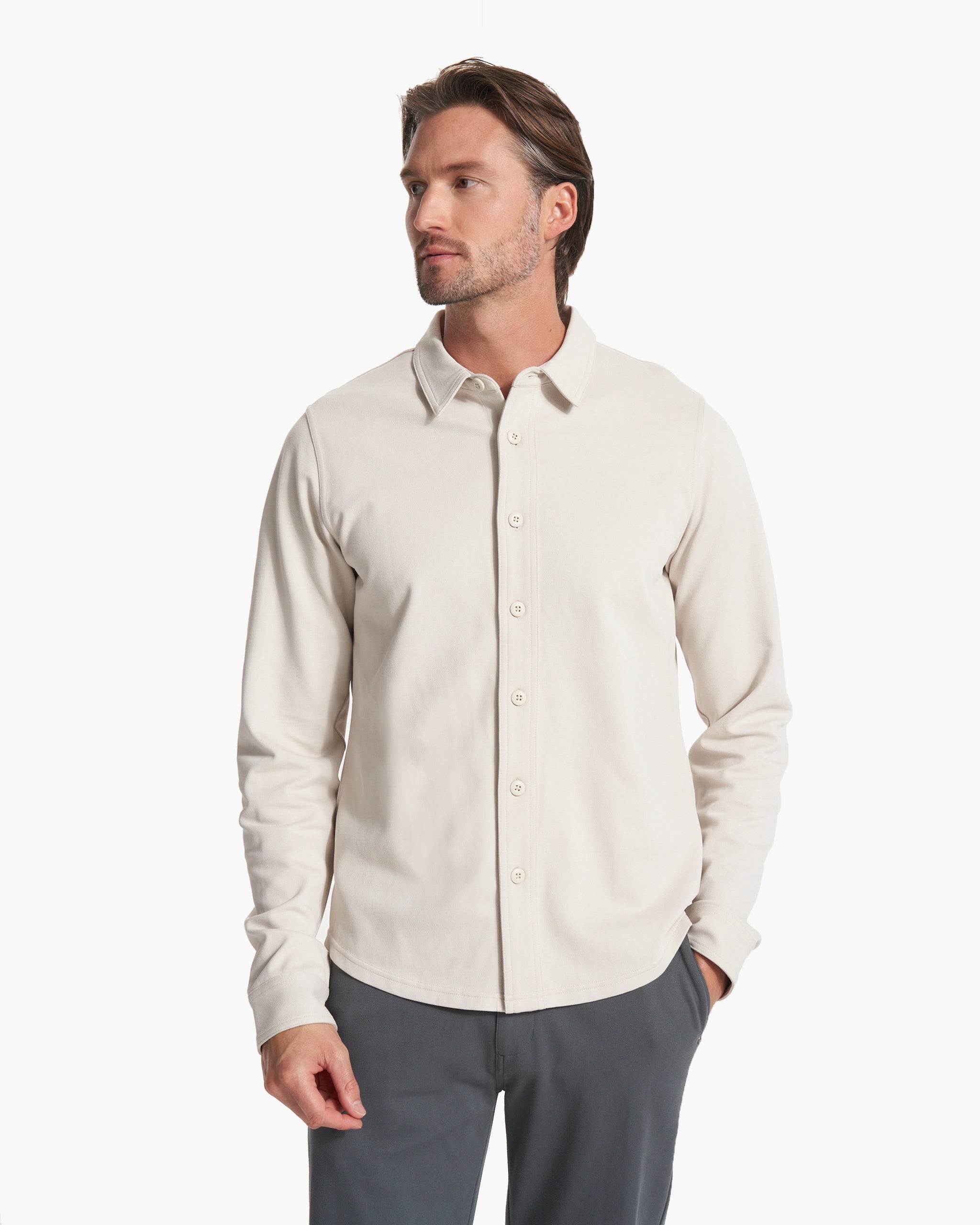 Long Sleeve Solana Button Down | Bone - Image 2