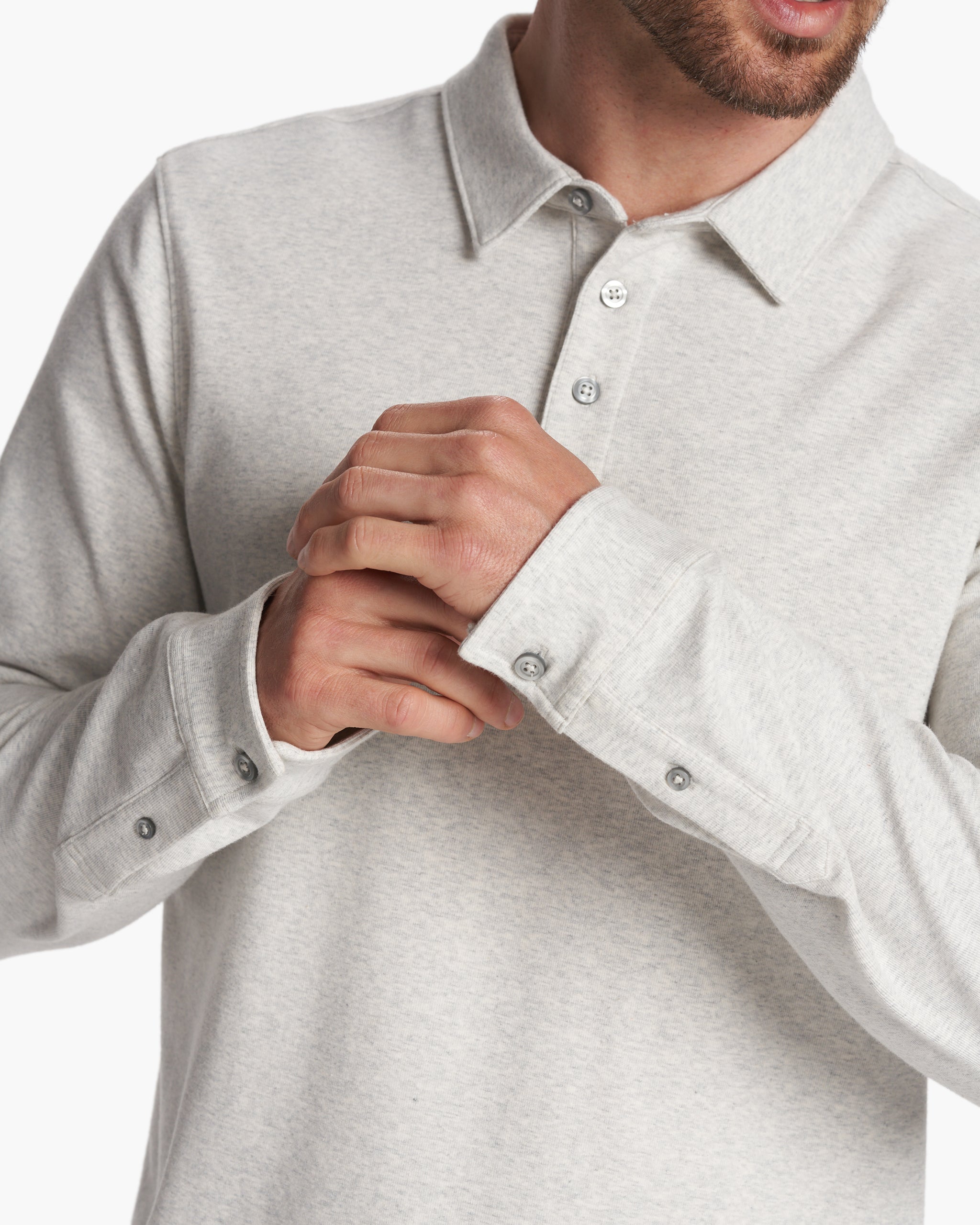 Long Sleeve Westport Polo | Oatmeal Heather - Image 2