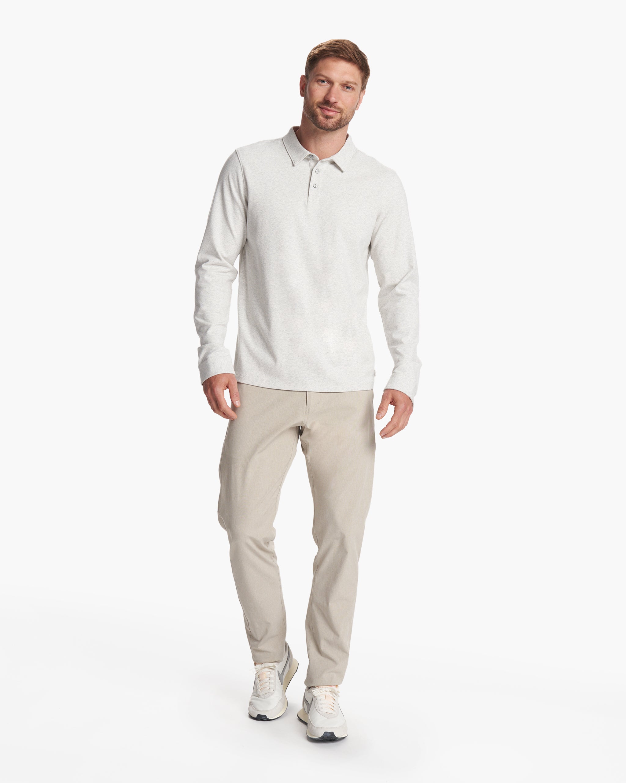 Long Sleeve Westport Polo | Oatmeal Heather - Image 4