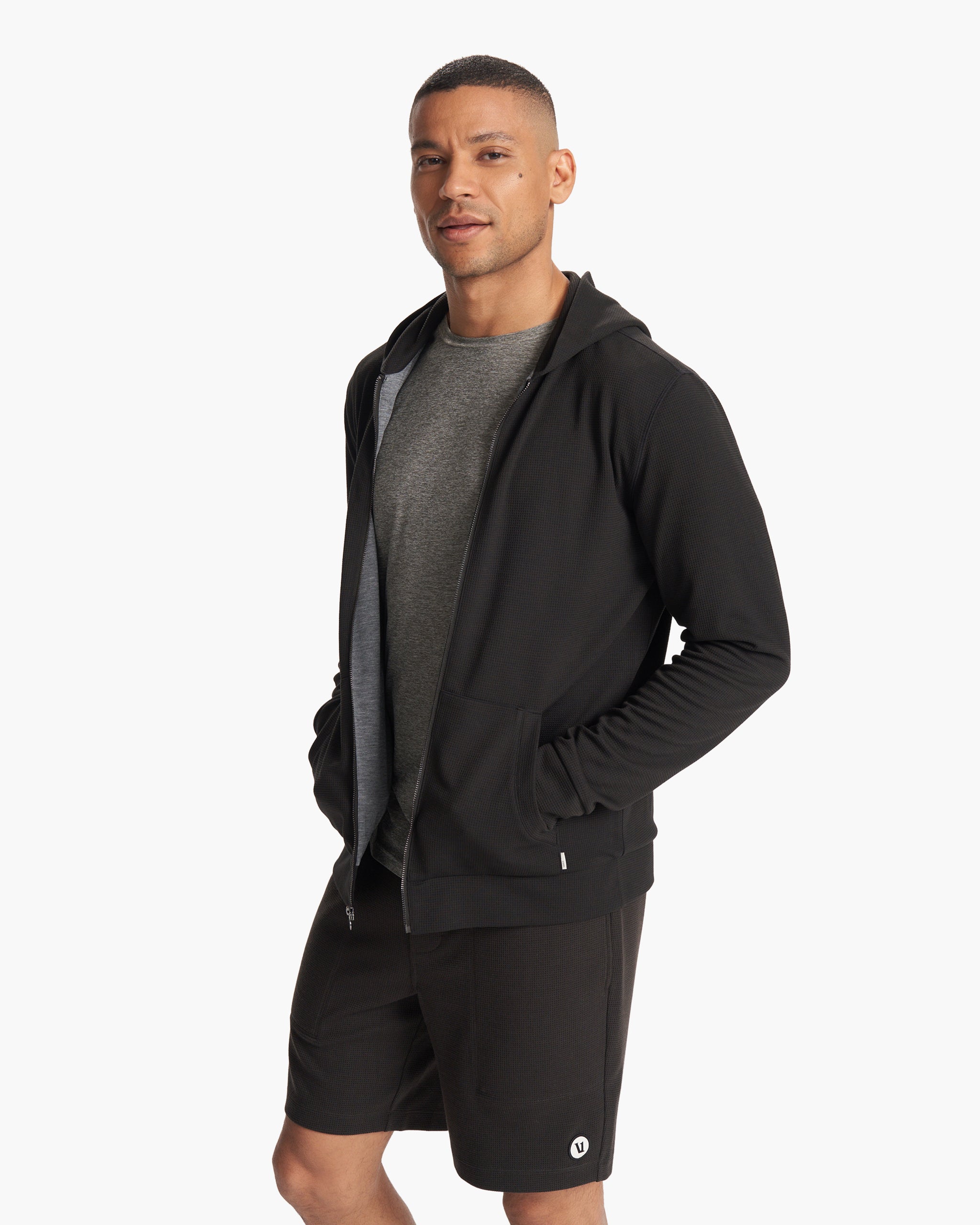 Performance Waffle Zip Hoodie 2.0 | Black - Image 2