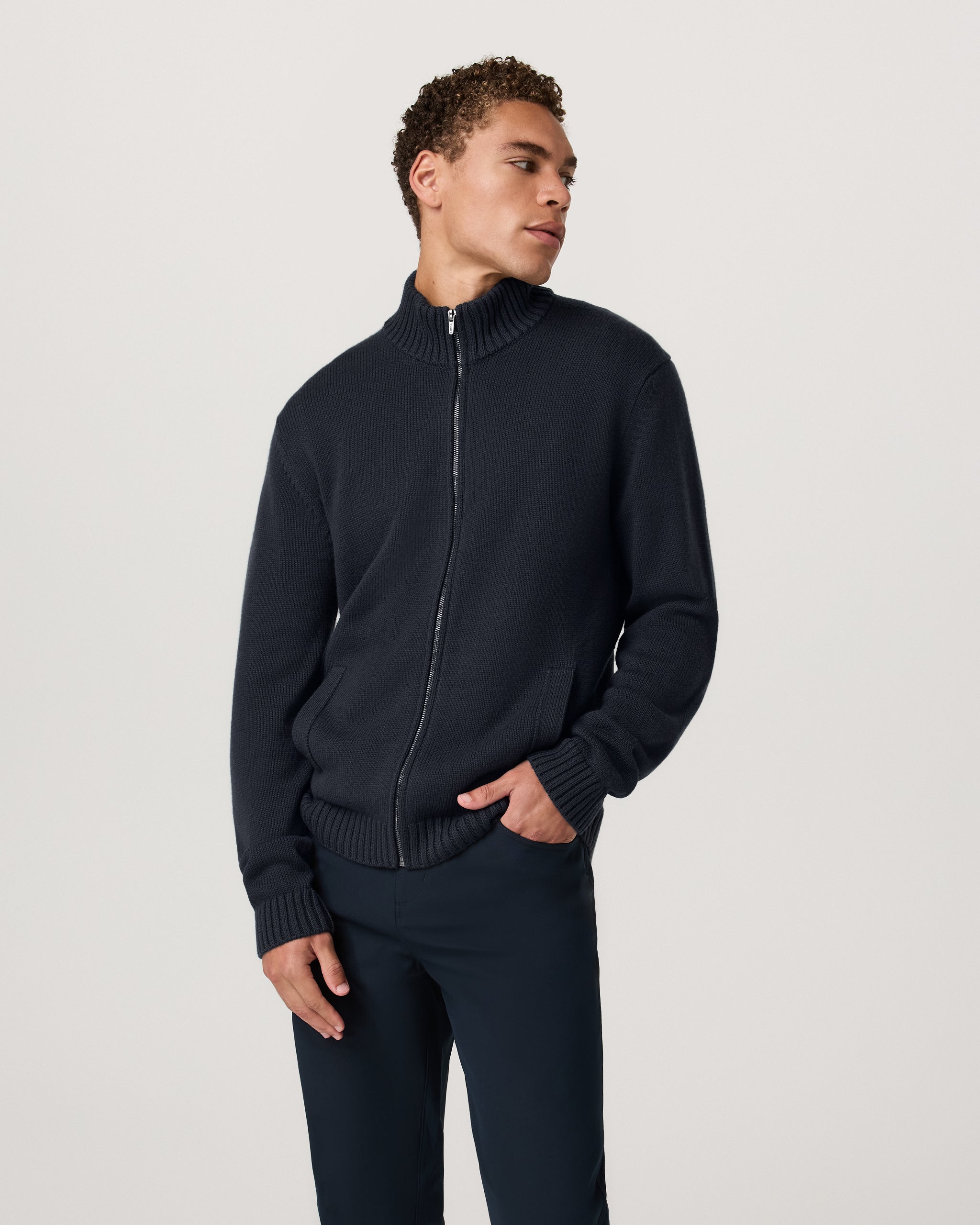 Denver Full Zip Sweater | Navy