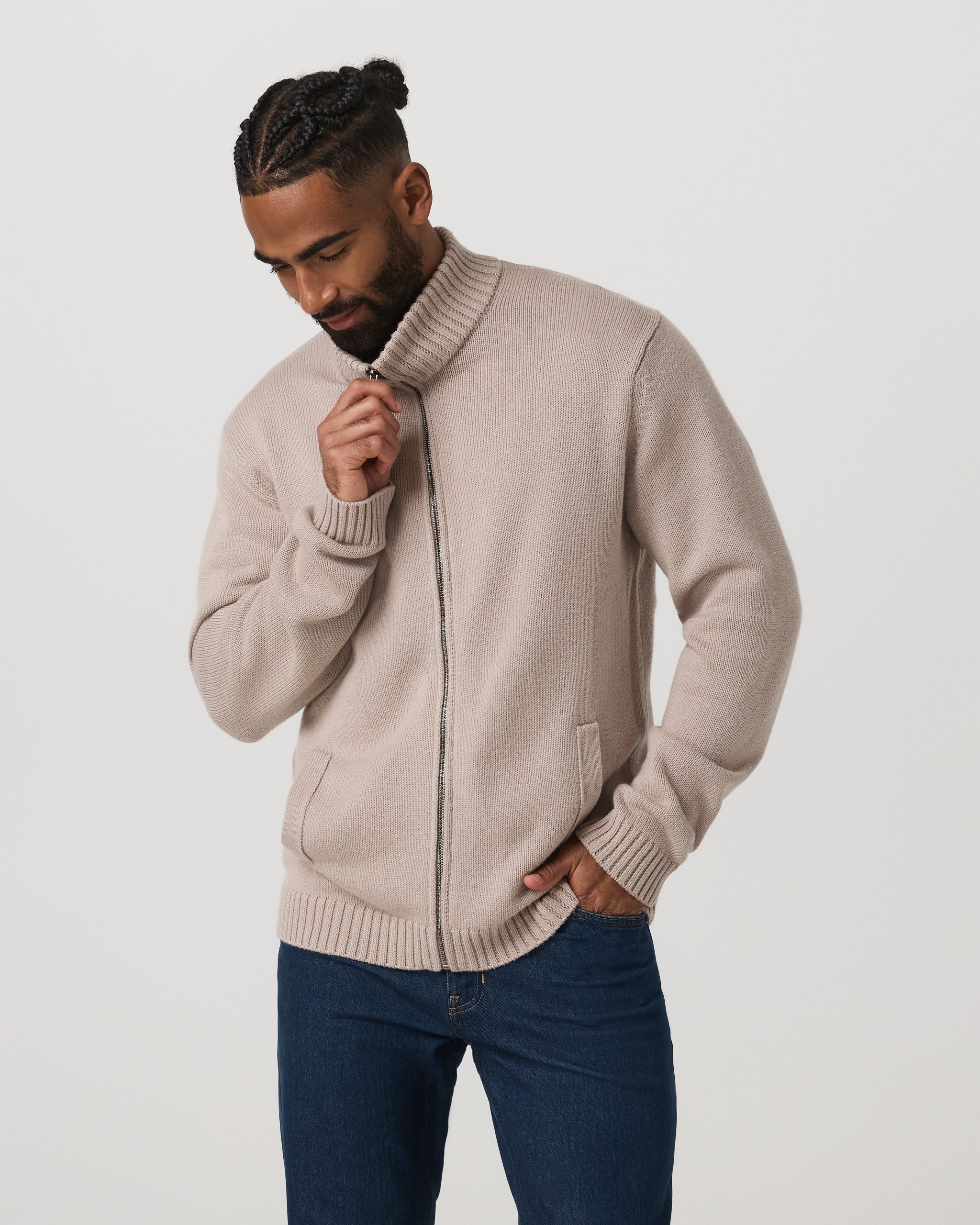 Denver Full Zip Sweater | Willow Grey