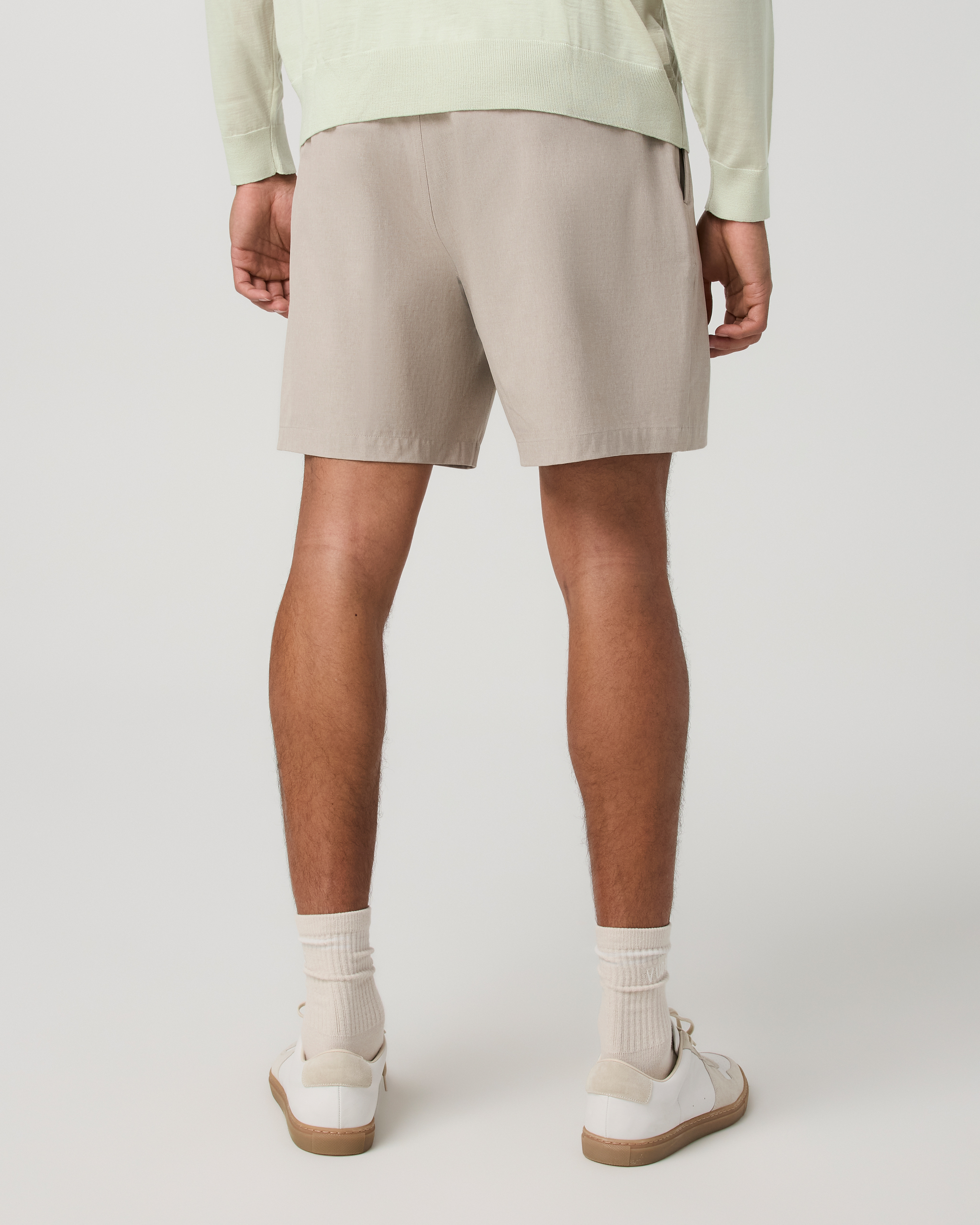 Aim Elastic Waist Short 7 | Khaki Linen Texture - Image 4