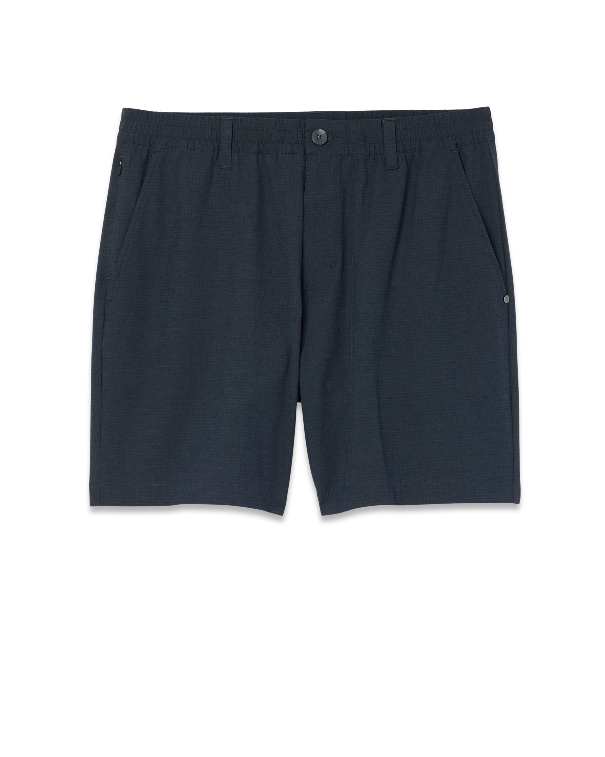 Aim Elastic Waist Short 7 | Navy Houndstooth Linen Texture - Image 6