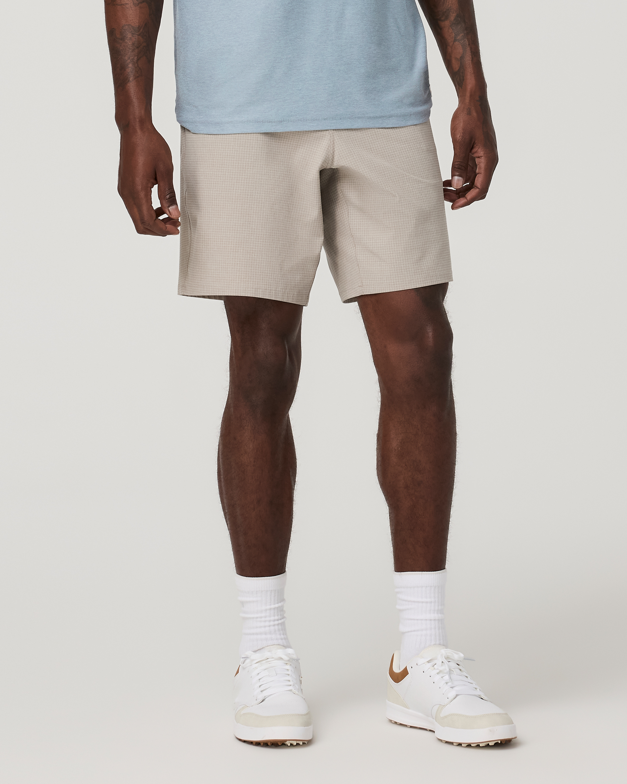 Aim Short 8 | Khaki Houndstooth Linen Texture - Image 6
