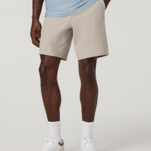 Aim Short 8 | Khaki Houndstooth Linen Texture