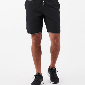 Banks Short Unlined 7 | Black Linen Texture