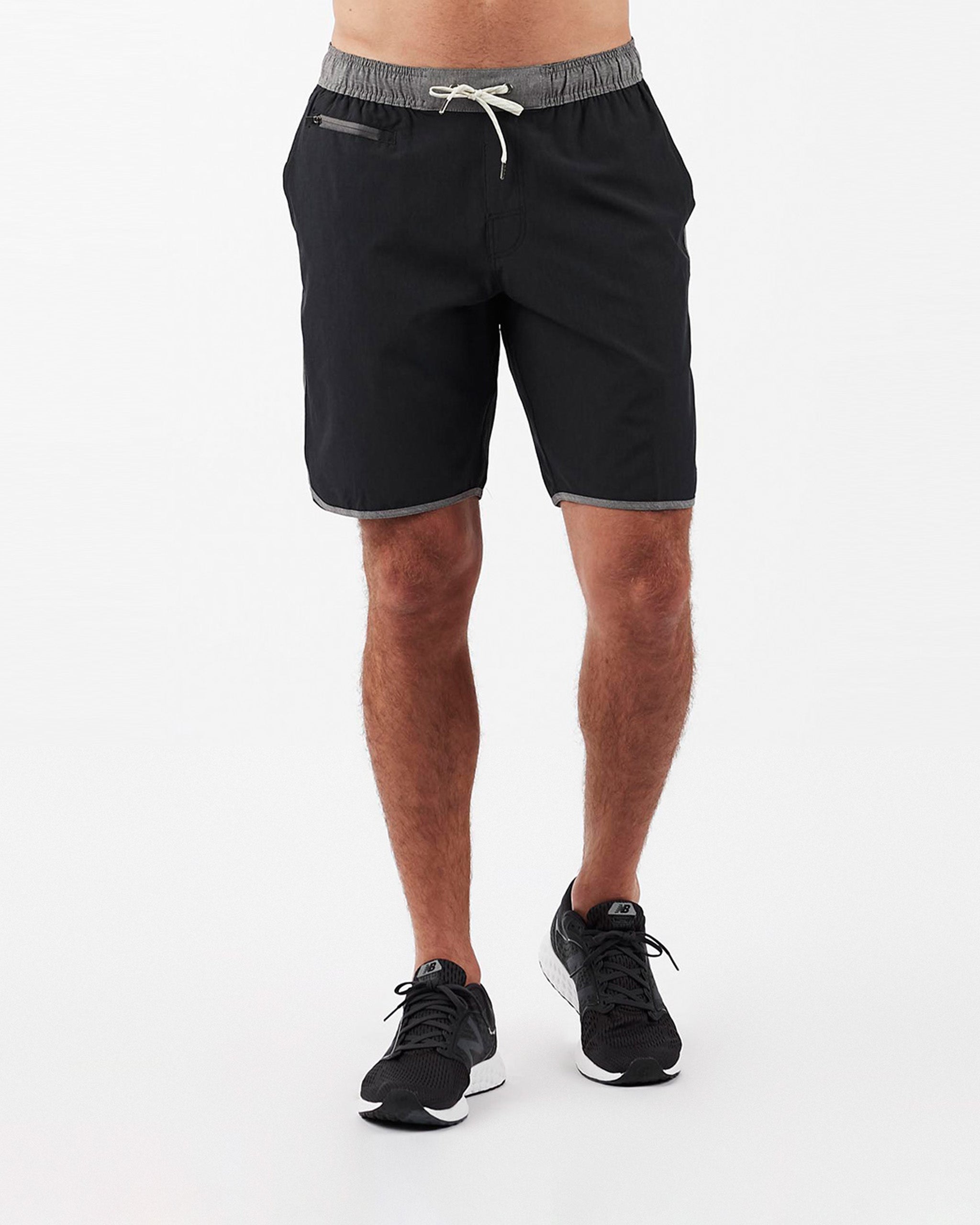 Banks Short Unlined 7 | Black Linen Texture