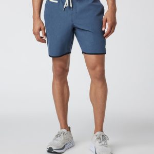 Banks Short Unlined 7 | Azure Linen Texture
