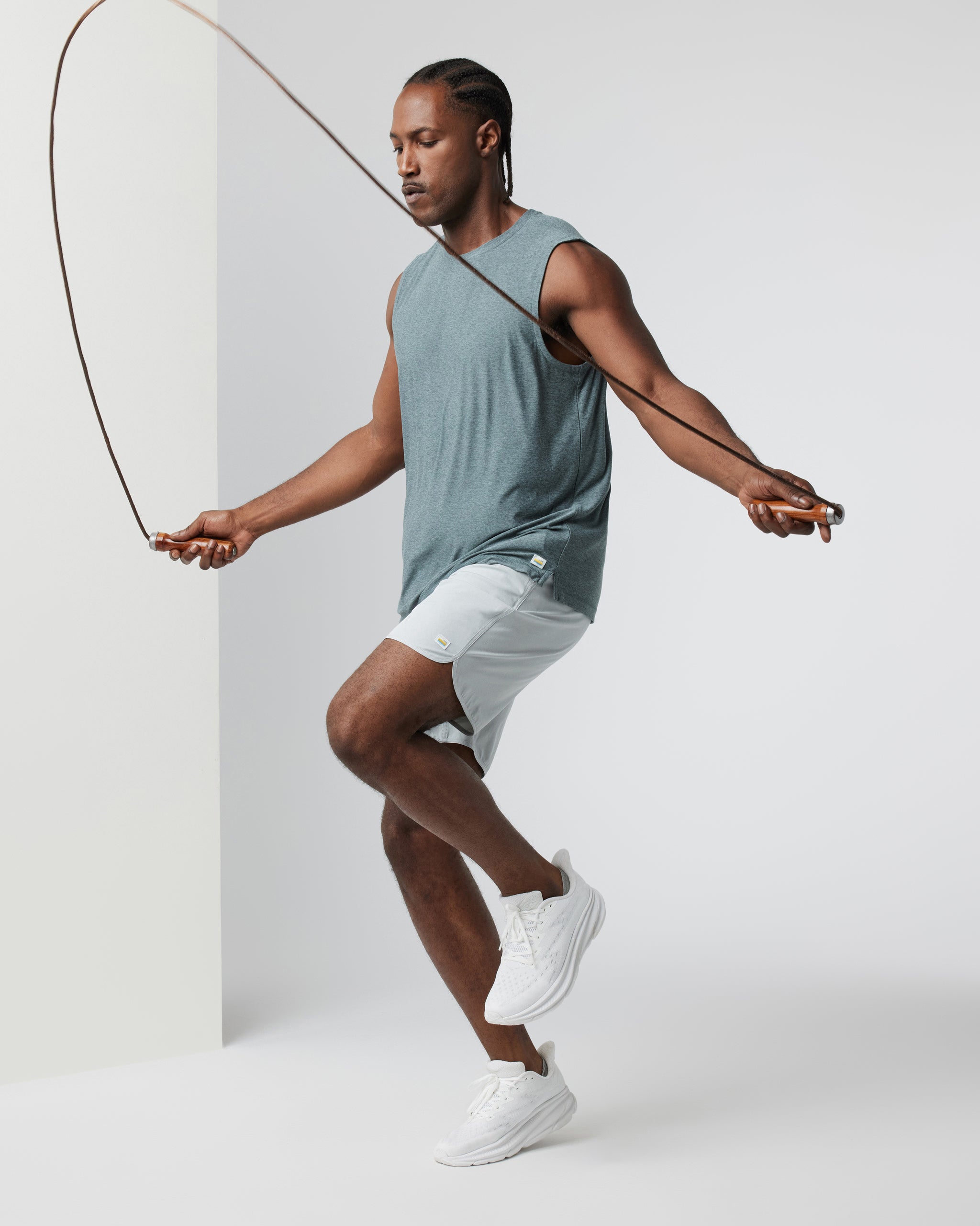 Banks Short Unlined 7 | Sky Grey Linen Texture