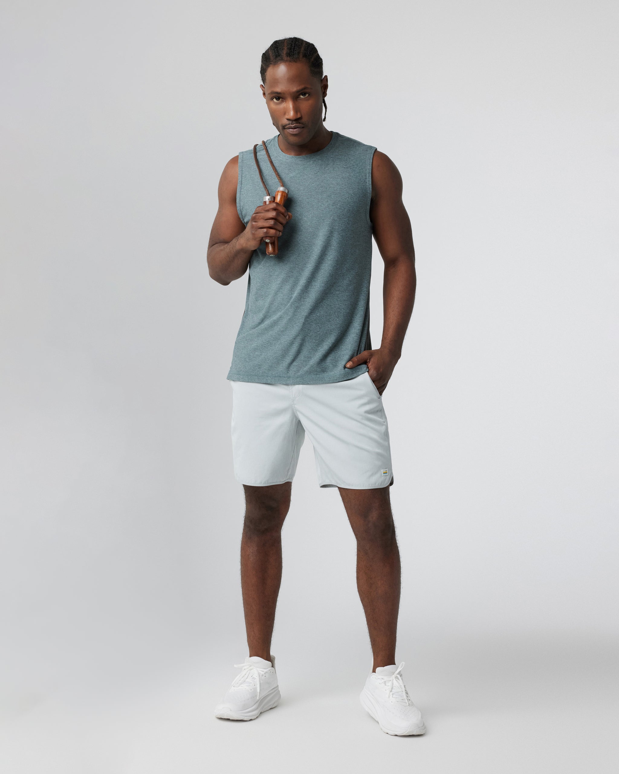 Banks Short Unlined 7 | Sky Grey Linen Texture - Image 4