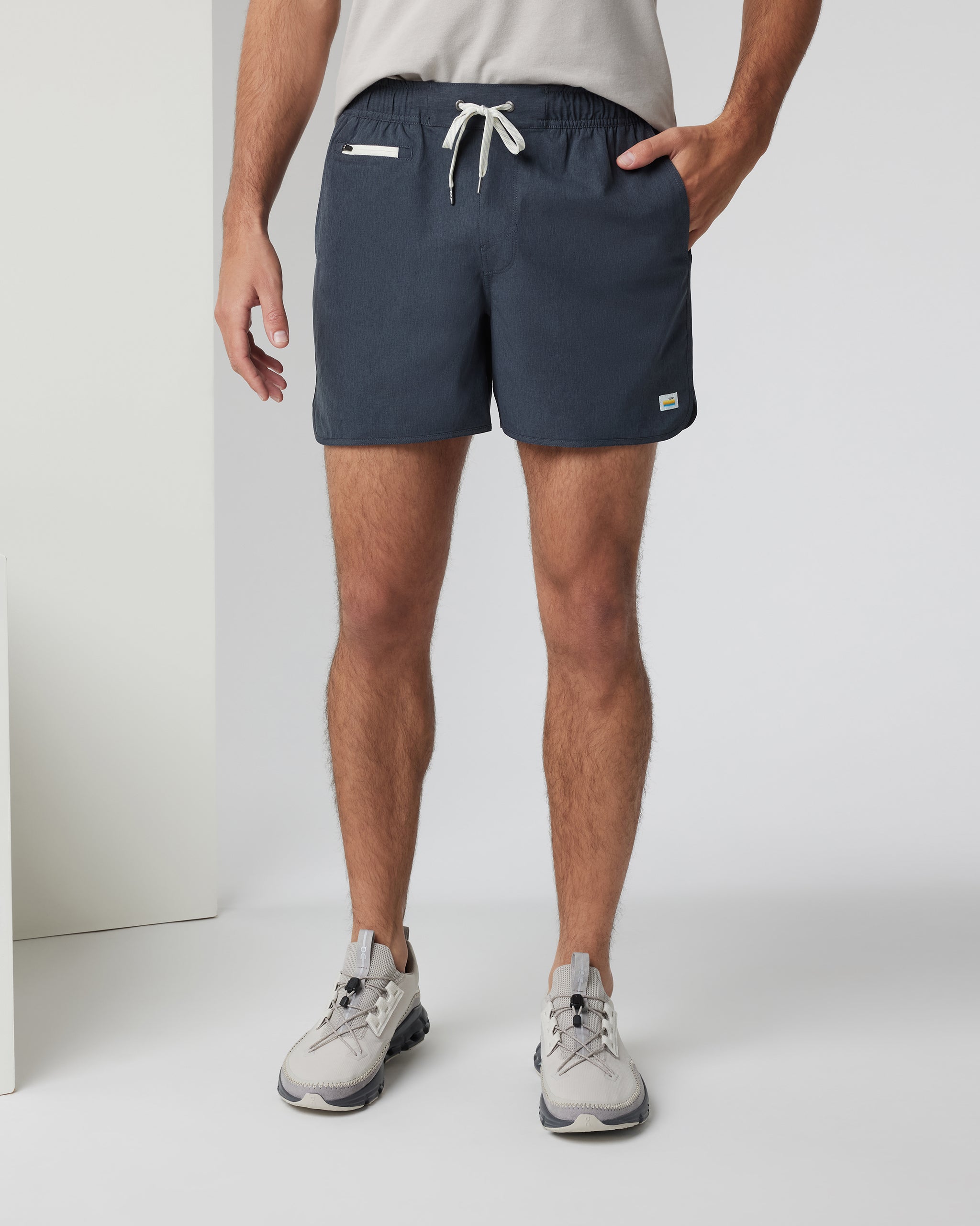 Banks Short Unlined 5 | Navy Linen Texture