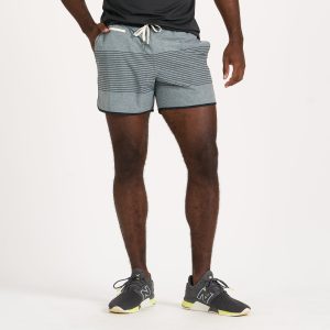 Banks Short Unlined 5 | Steel Blue Linen Texture Stripe