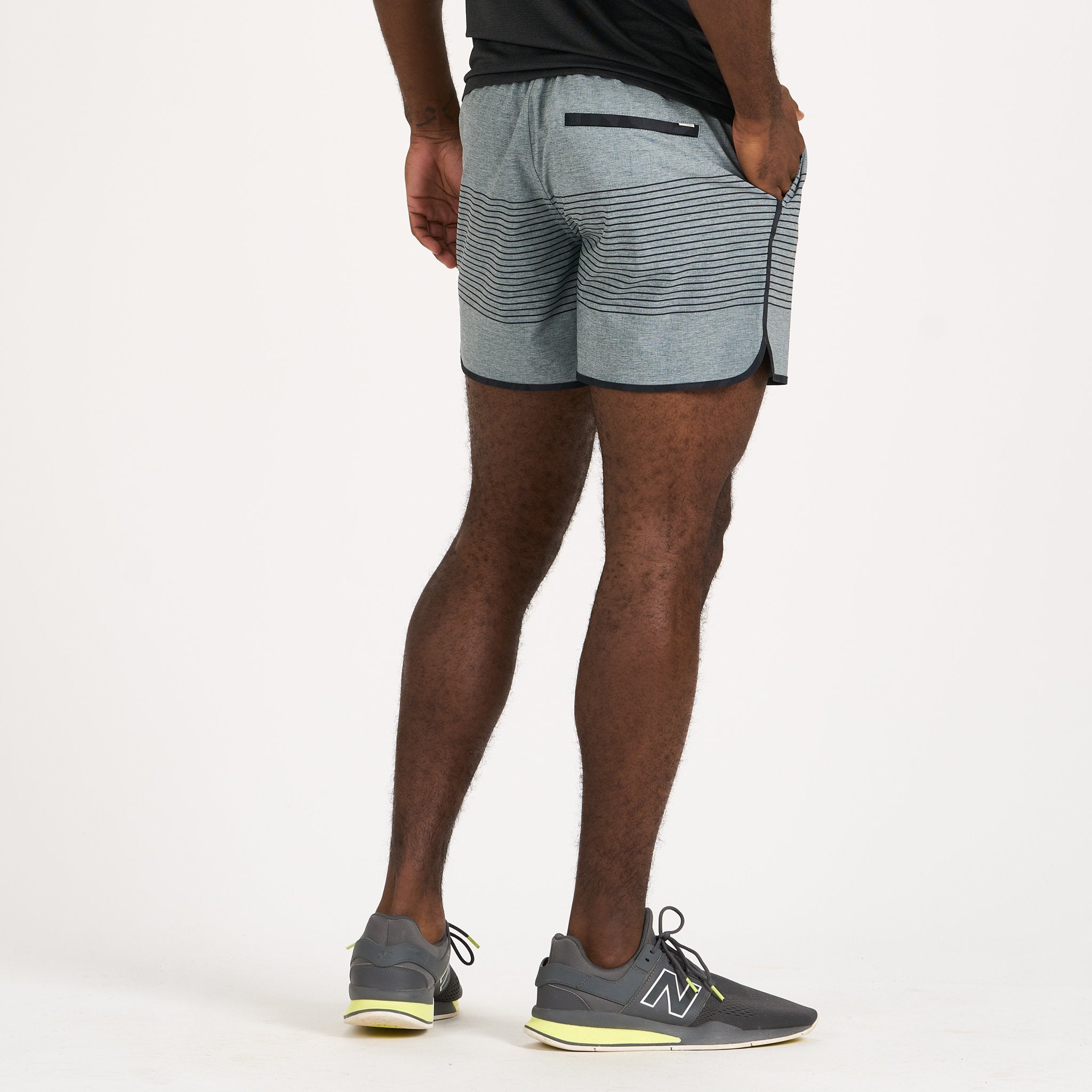 Banks Short Unlined 5 | Steel Blue Linen Texture Stripe - Image 2