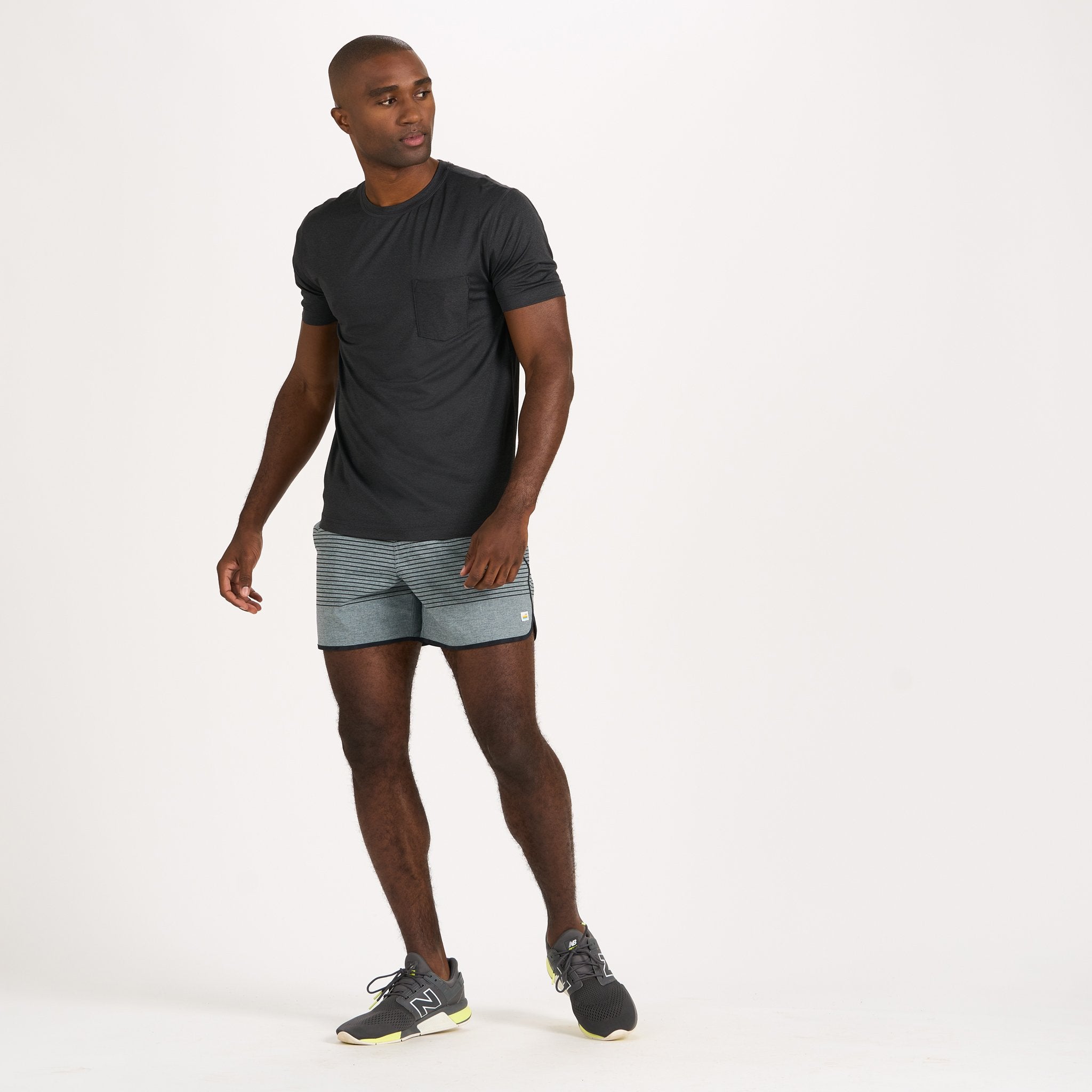 Banks Short Unlined 5 | Steel Blue Linen Texture Stripe - Image 3