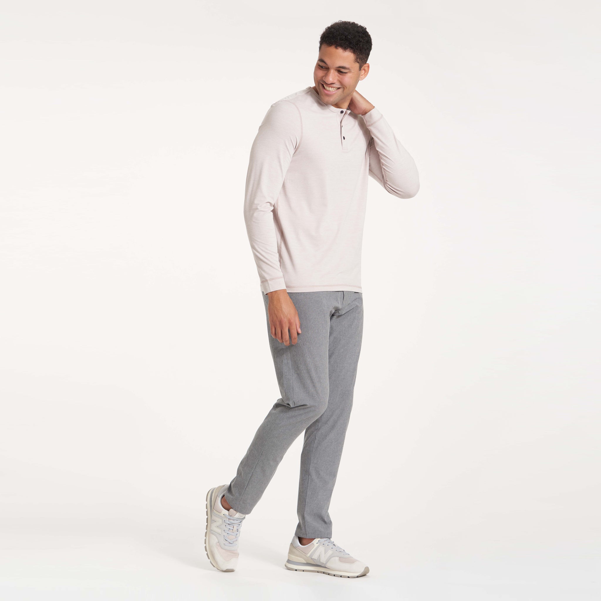 Long-Sleeve Ease Performance Henley | Oyster Heather - Image 4