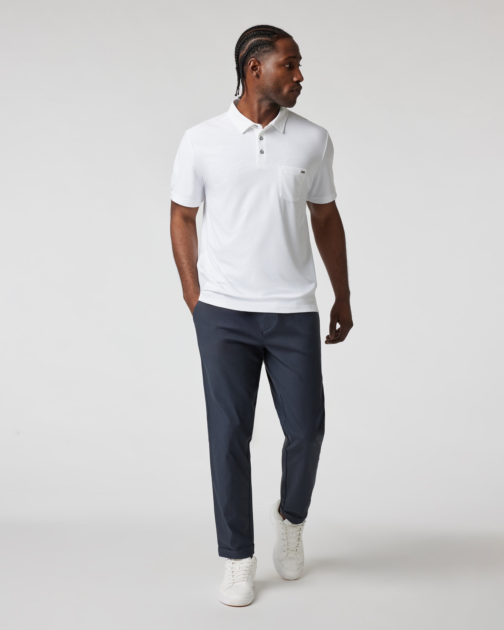 Cascade Elastic Waist Trouser | Navy - Image 3
