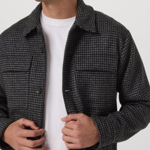 Ridge Natural Shirt Jacket | Grey Houndstooth