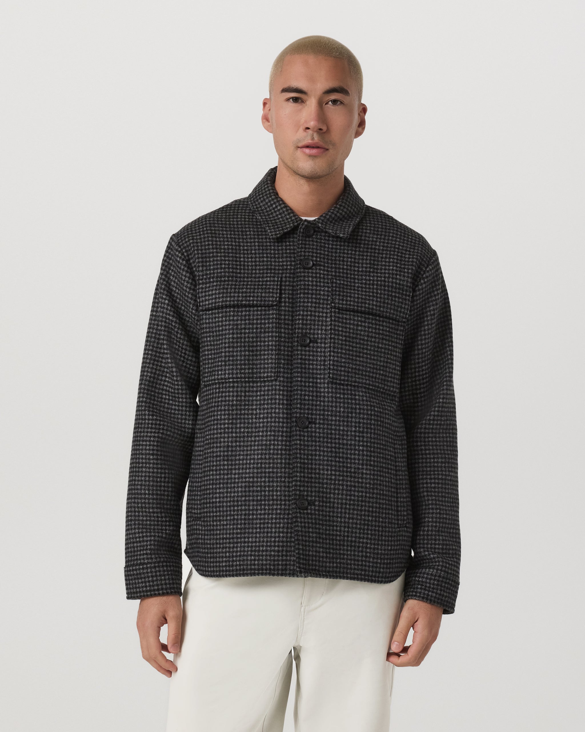 Ridge Natural Shirt Jacket | Grey Houndstooth - Image 3