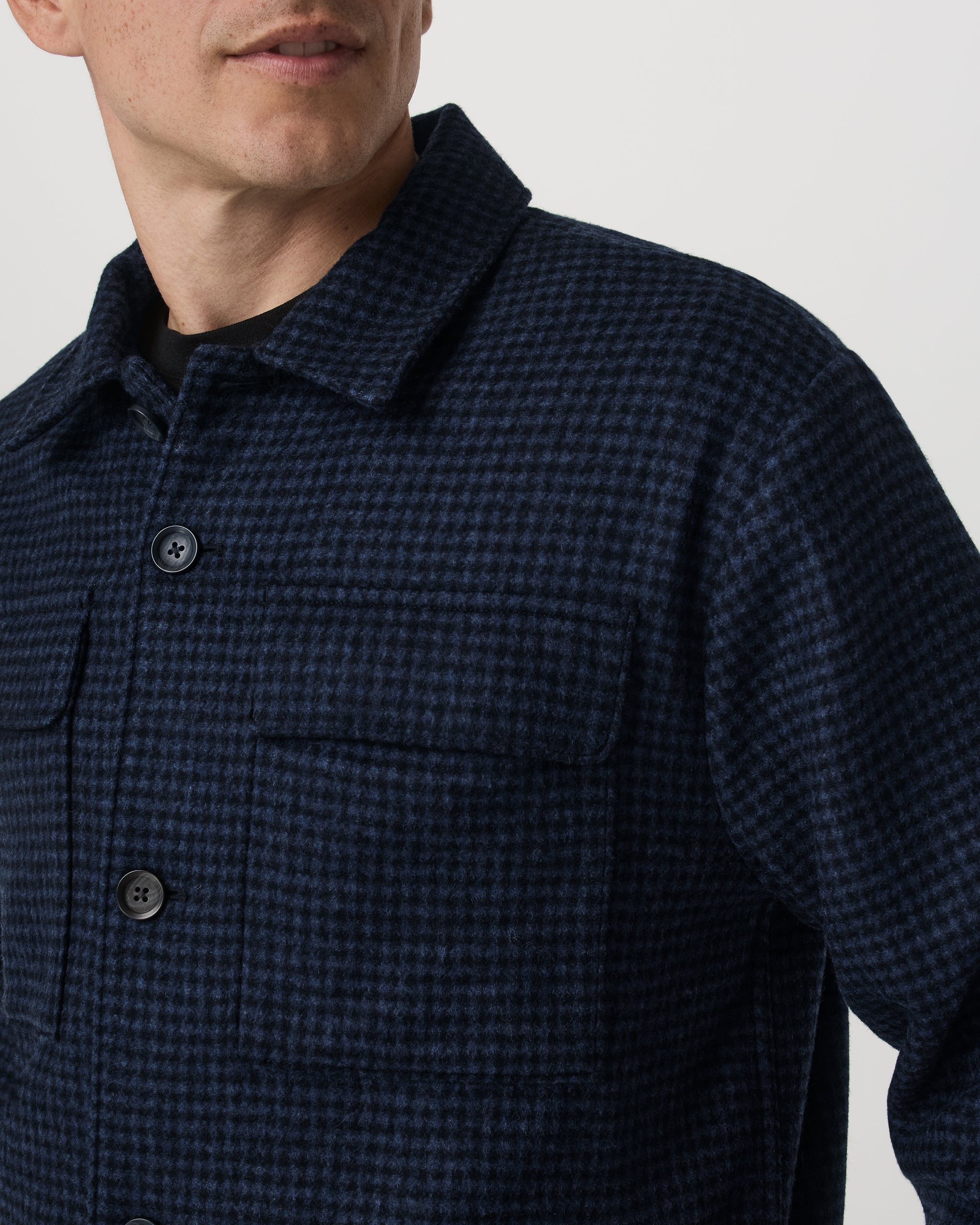 Ridge Natural Shirt Jacket | Navy Houndstooth - Image 2