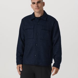 Ridge Natural Shirt Jacket | Navy Houndstooth