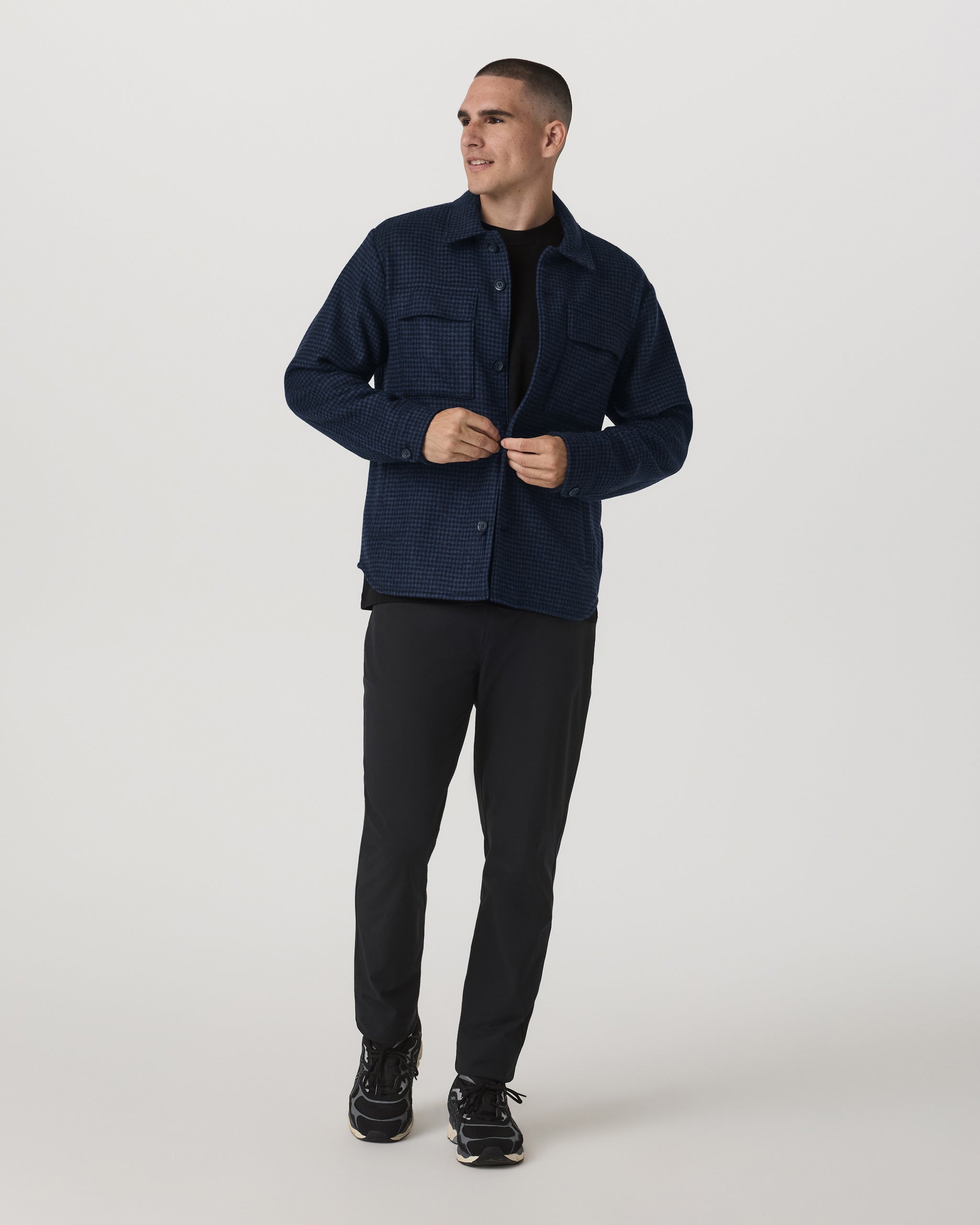 Ridge Natural Shirt Jacket | Navy Houndstooth - Image 5