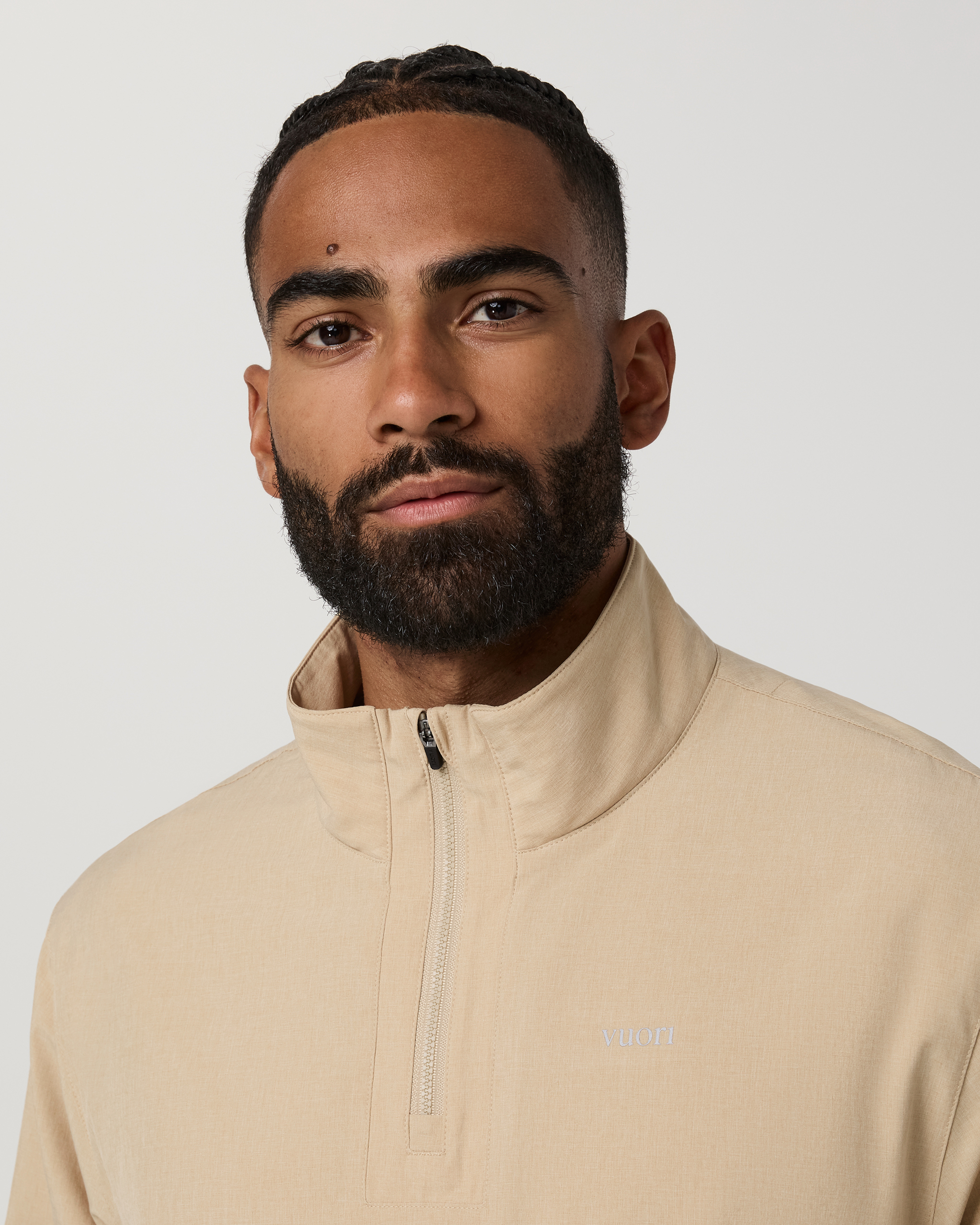 Venture Quarter Zip | Khaki Linen Texture - Image 5