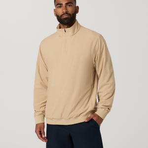 Venture Quarter Zip | Khaki Linen Texture